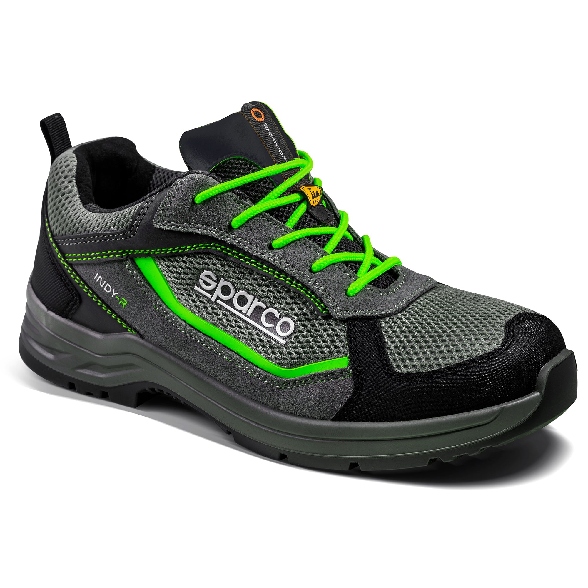 Sparco Scarpa Indy-R Sonoma S1P ESD grigio scuro/verde fluo-antinfortunistiche
