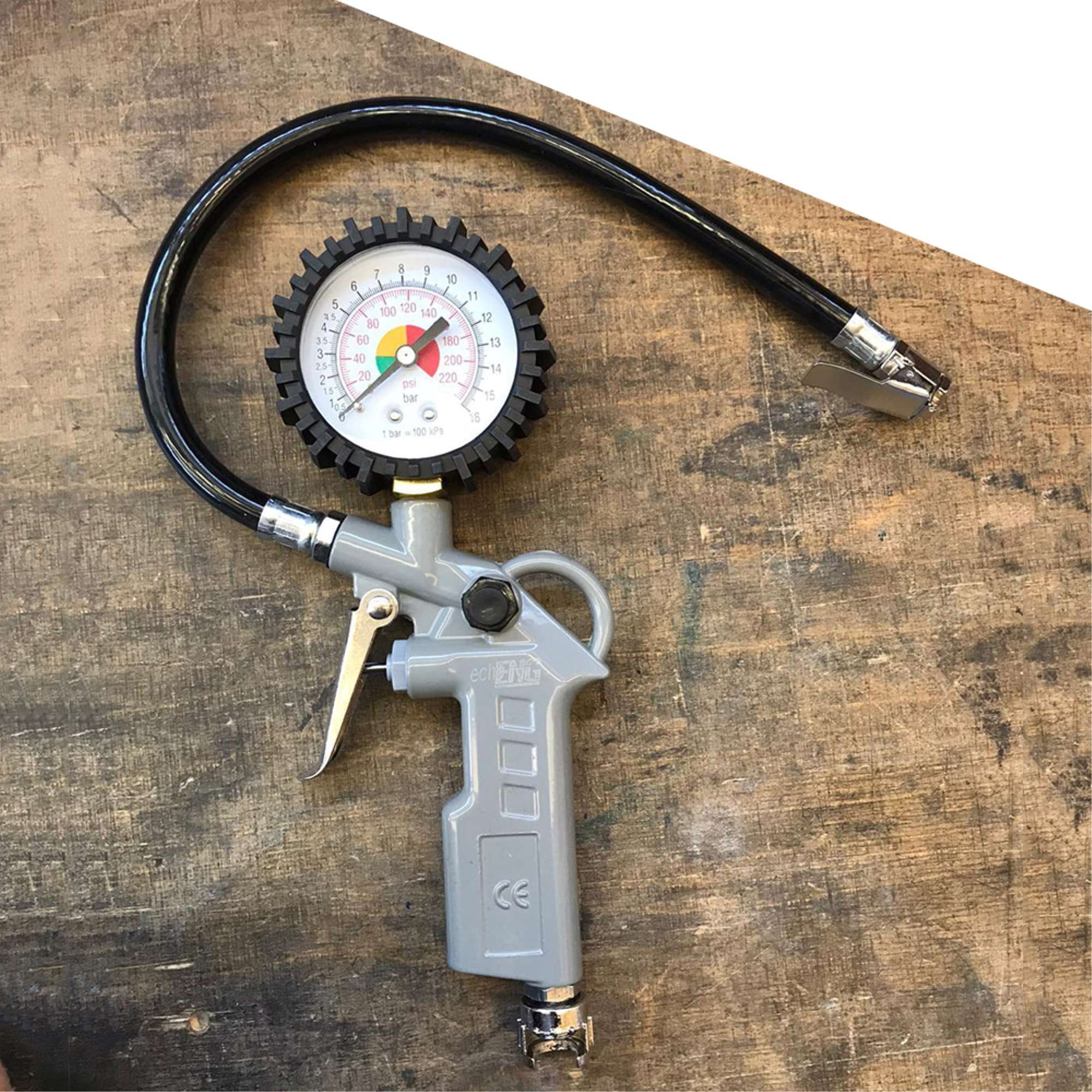 Gonfiagomme manometro analogico LCD auto moto pneumatici - FI 80 GG22 echoENG