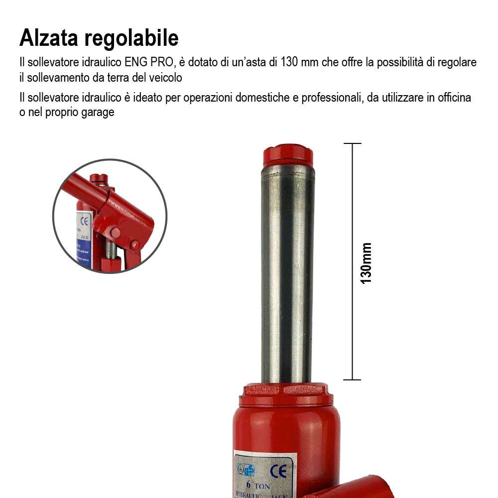 Cric auto sollevatore idraulico martinetto a bottiglia 6 t - ENG PRO MA CB 0006