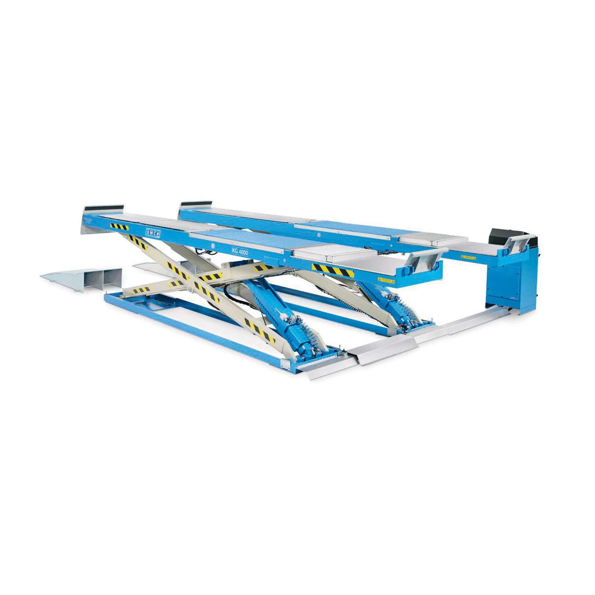 Sollevatore elettroidraulico a forbice portata 4000 kg a pavimento con lift table per assetto ruote OMCN