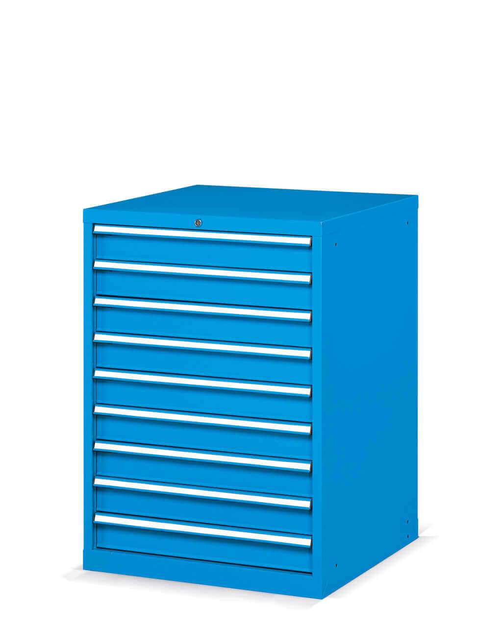 Armadio con 9 cassetti per officina industriale 717 X 726 X 1000 H - estrazione totale TELESCOPICA - FAMI FAG20406004 - Blu