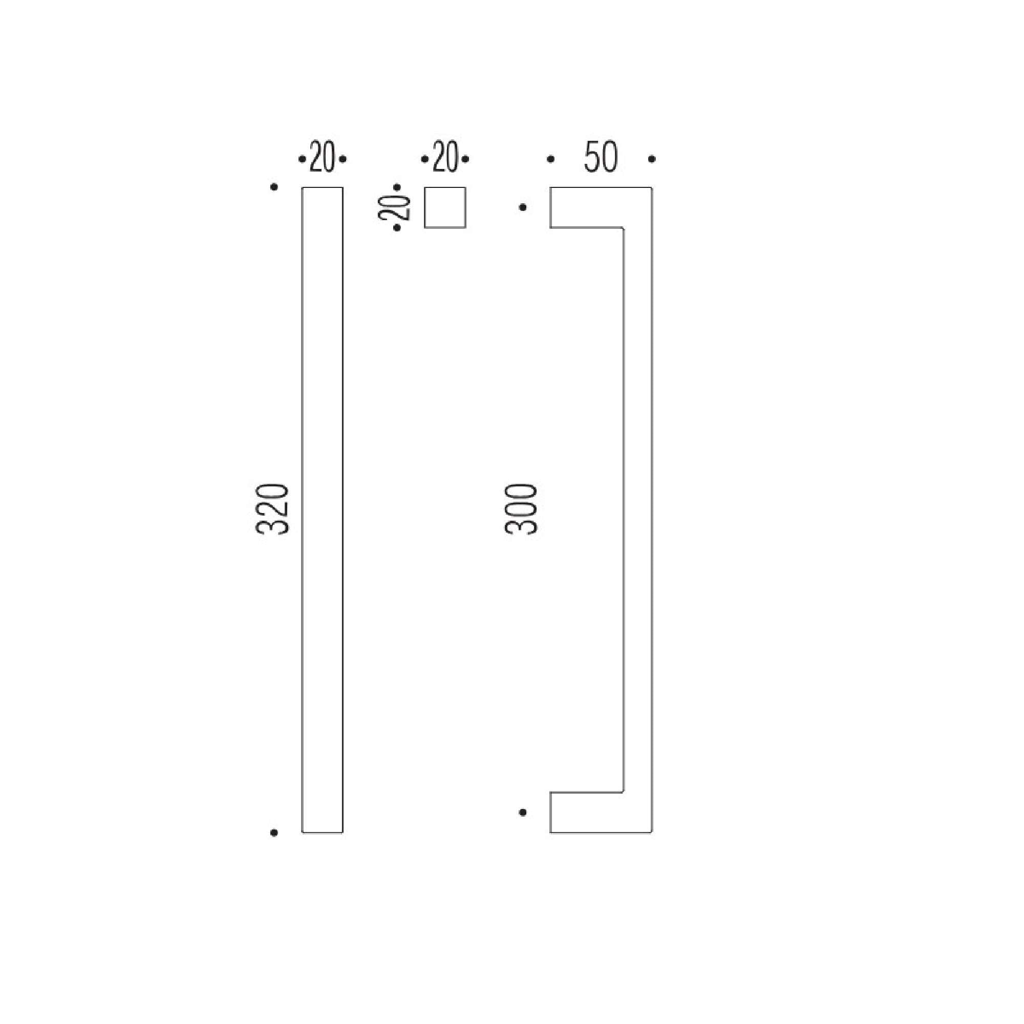 Maniglione Elle squadrato cromo satinato 300mm - Colombo Design ID36-CM