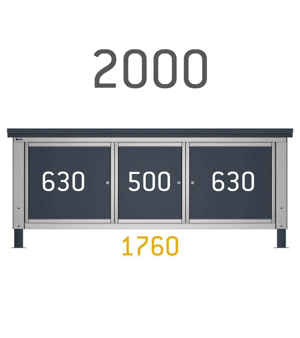 Cassettiera per banco da lavoro 630 X 607 X 570 H - con 3 cassetti portata 25 KG - FAMI FBG03S63C000204 - Blu