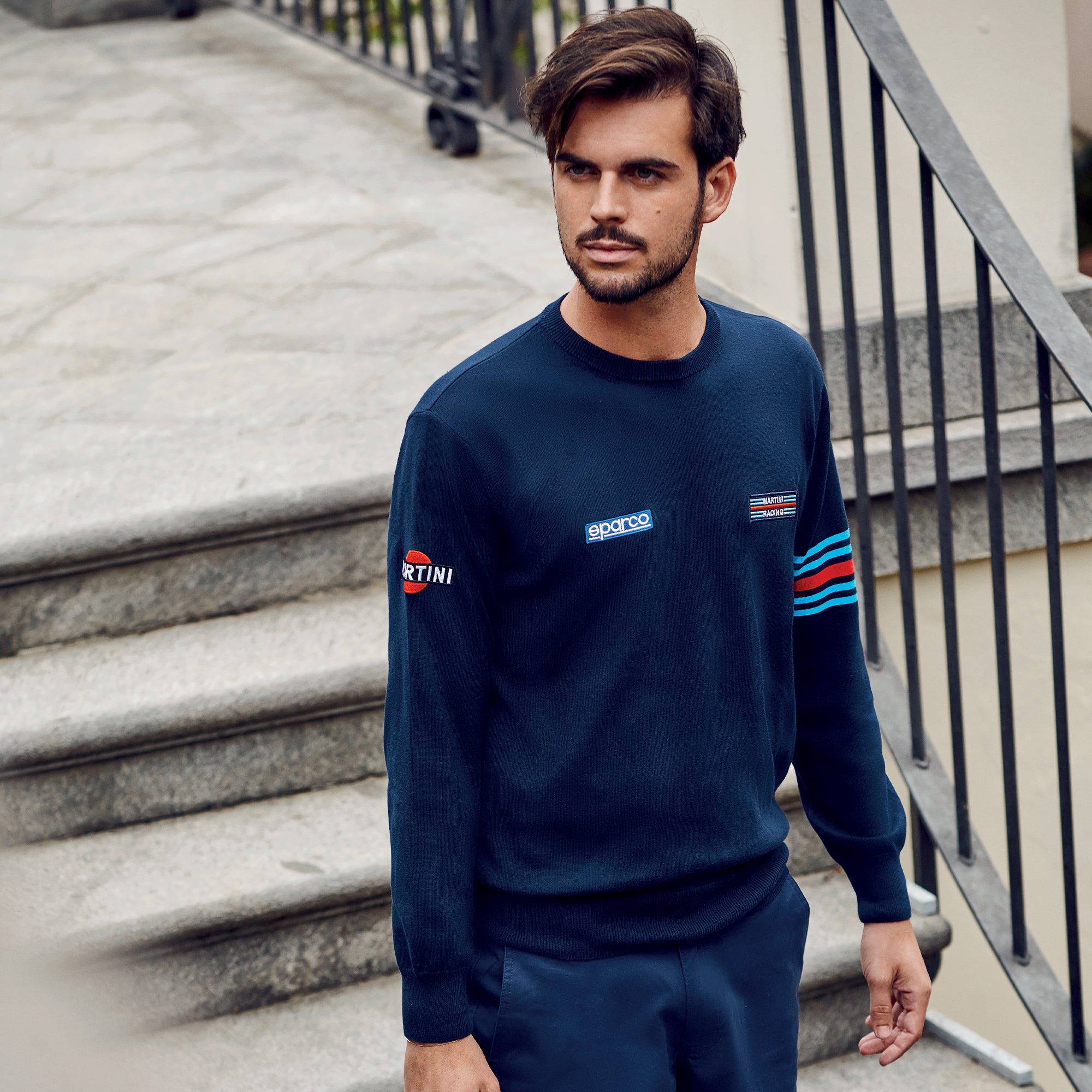 Sparco cotone Crewneck Sweatshirt Martini blu