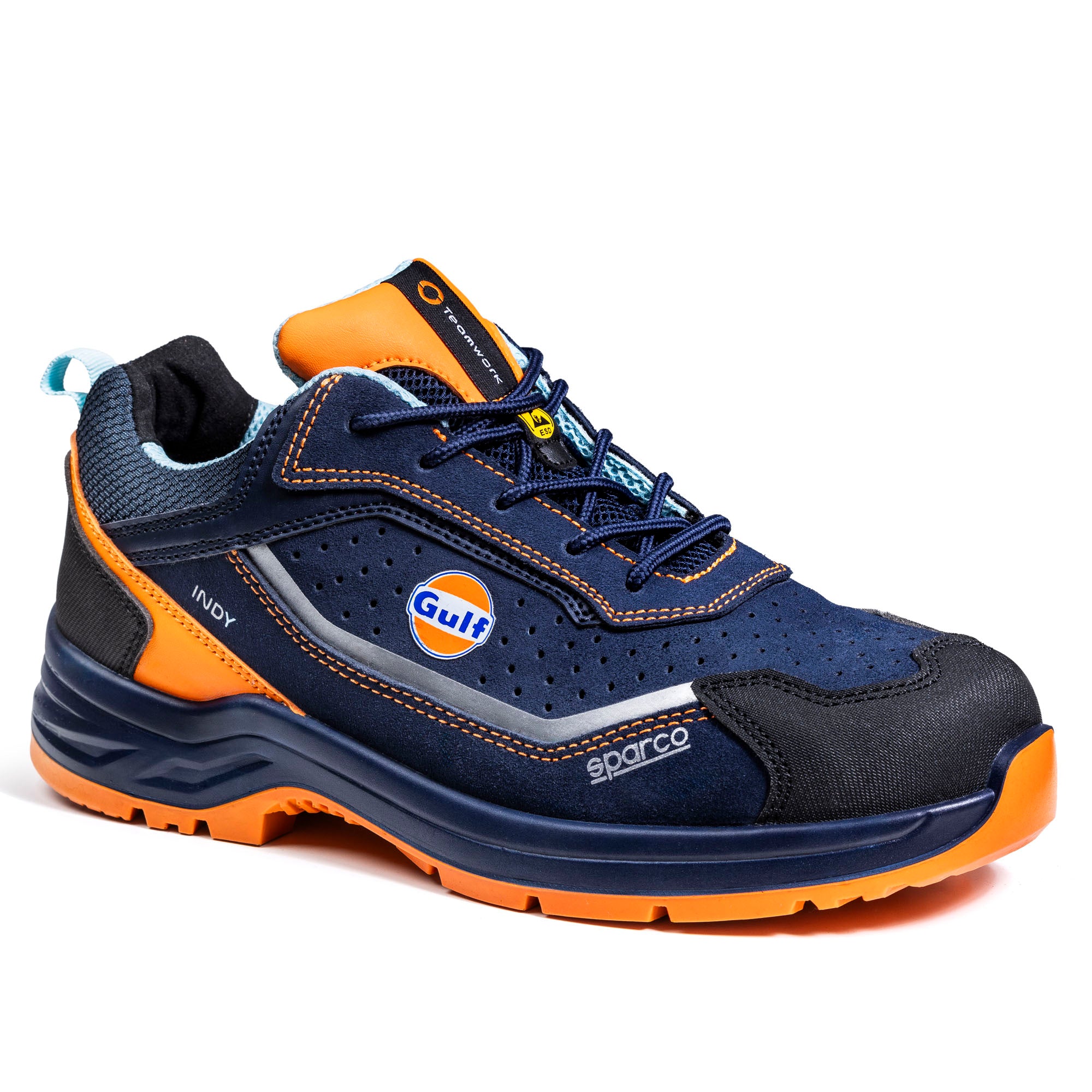 Sparco Scarpe antinfortunistiche Indy Meteor Gulf S1Ps ESD FO blu navy/arancio