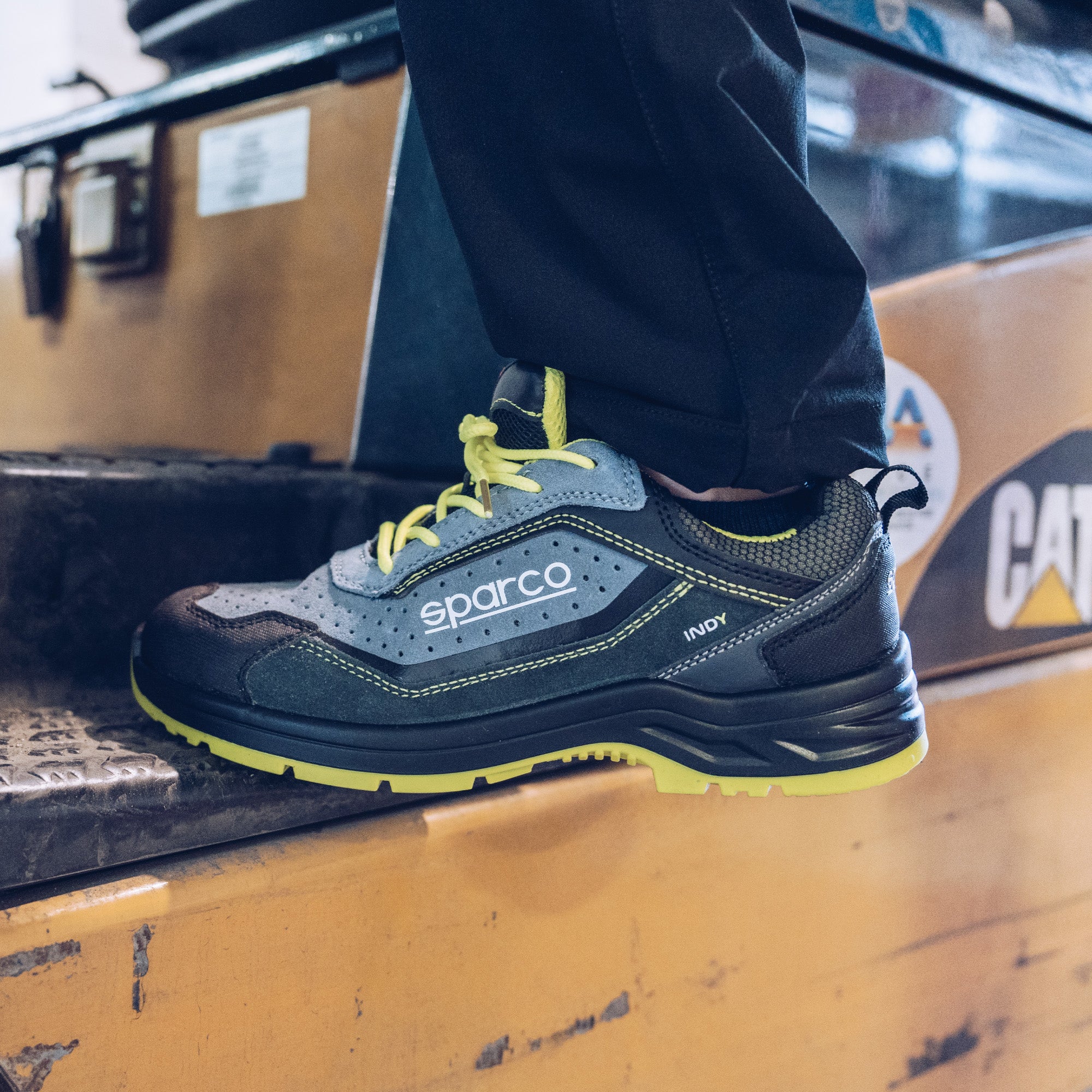 Sparco Scarpa Indy Texas S1P ESD grigio/giallo fluo -scarpe antinfortunistiche