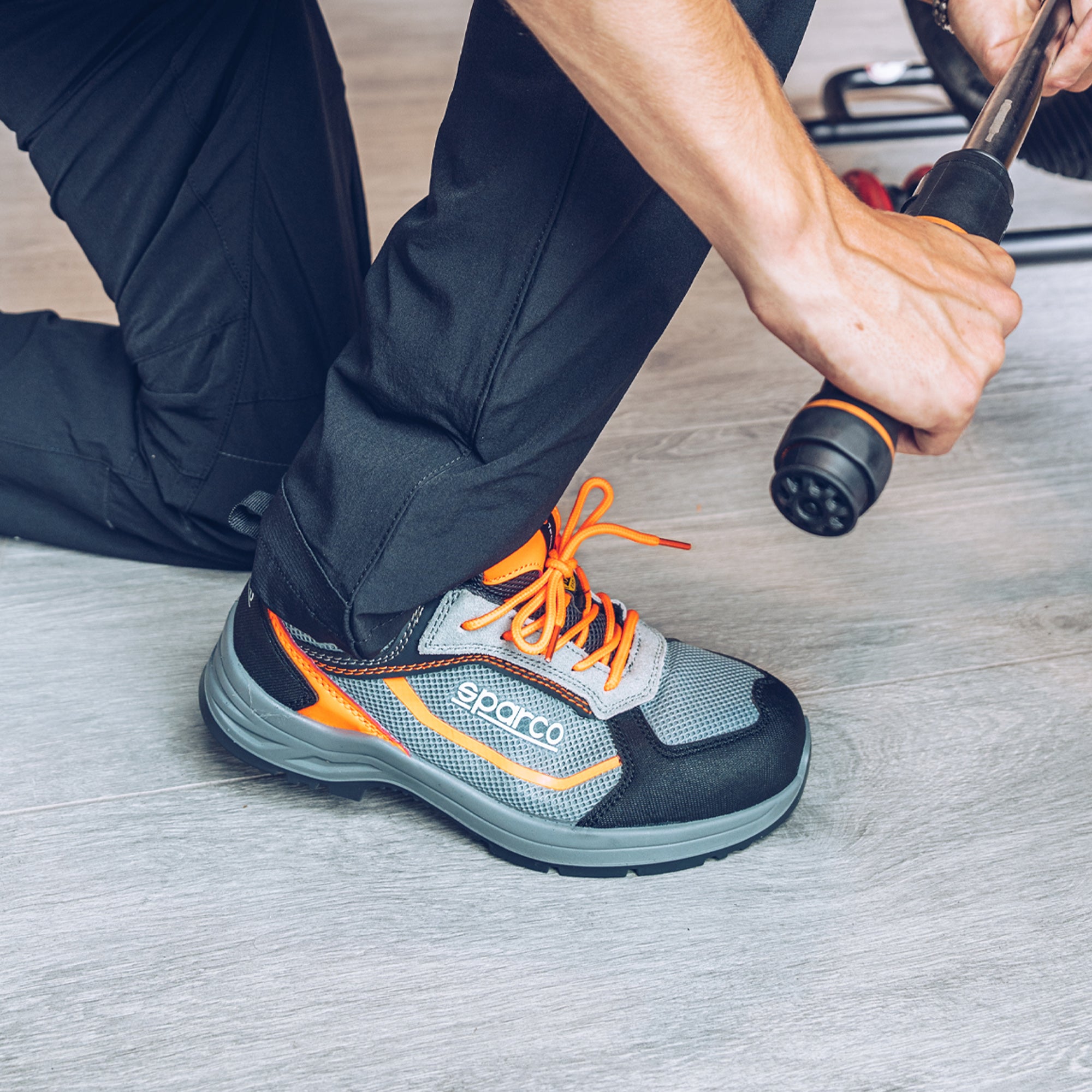 Sparco Scarpa Indy-R S1P ESD Pato S1P ESD FO grigio arancio fluo-scarpe antinfortunistiche da lavoro