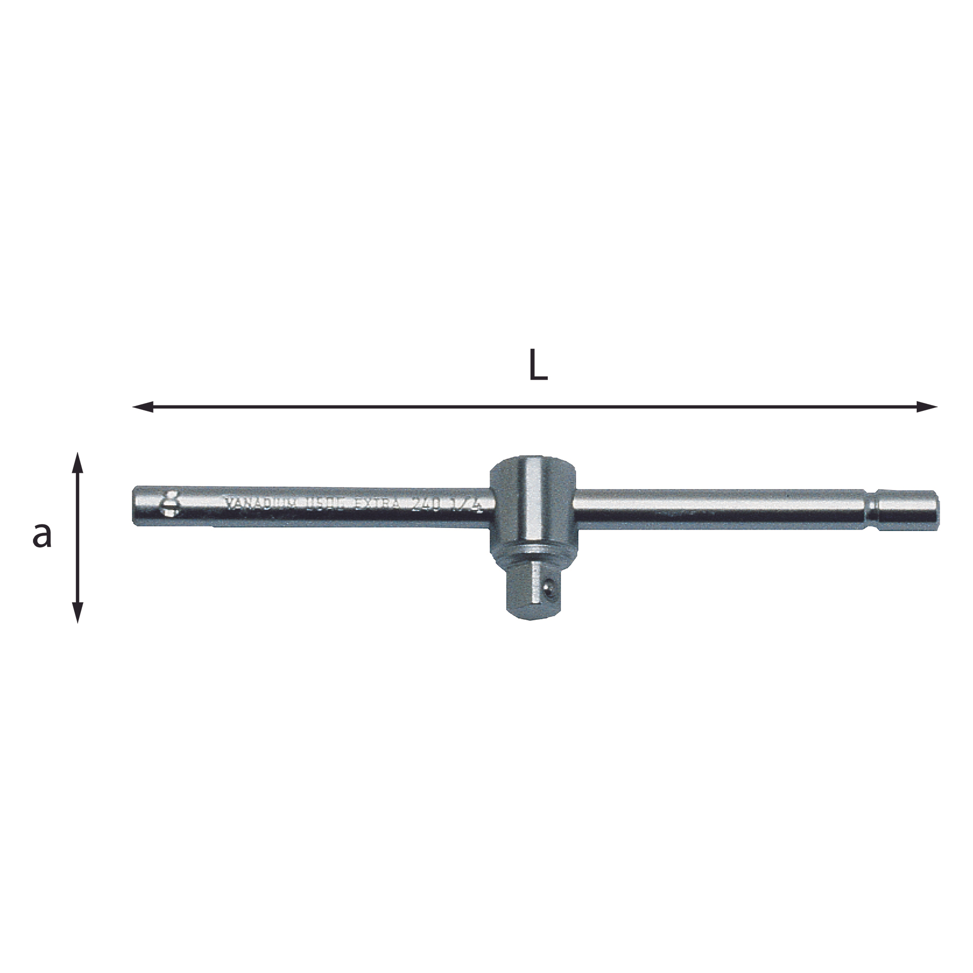 Leva a T L. 425mm attacco quadro scorrevole a 62mm - Usag240 3/4 N