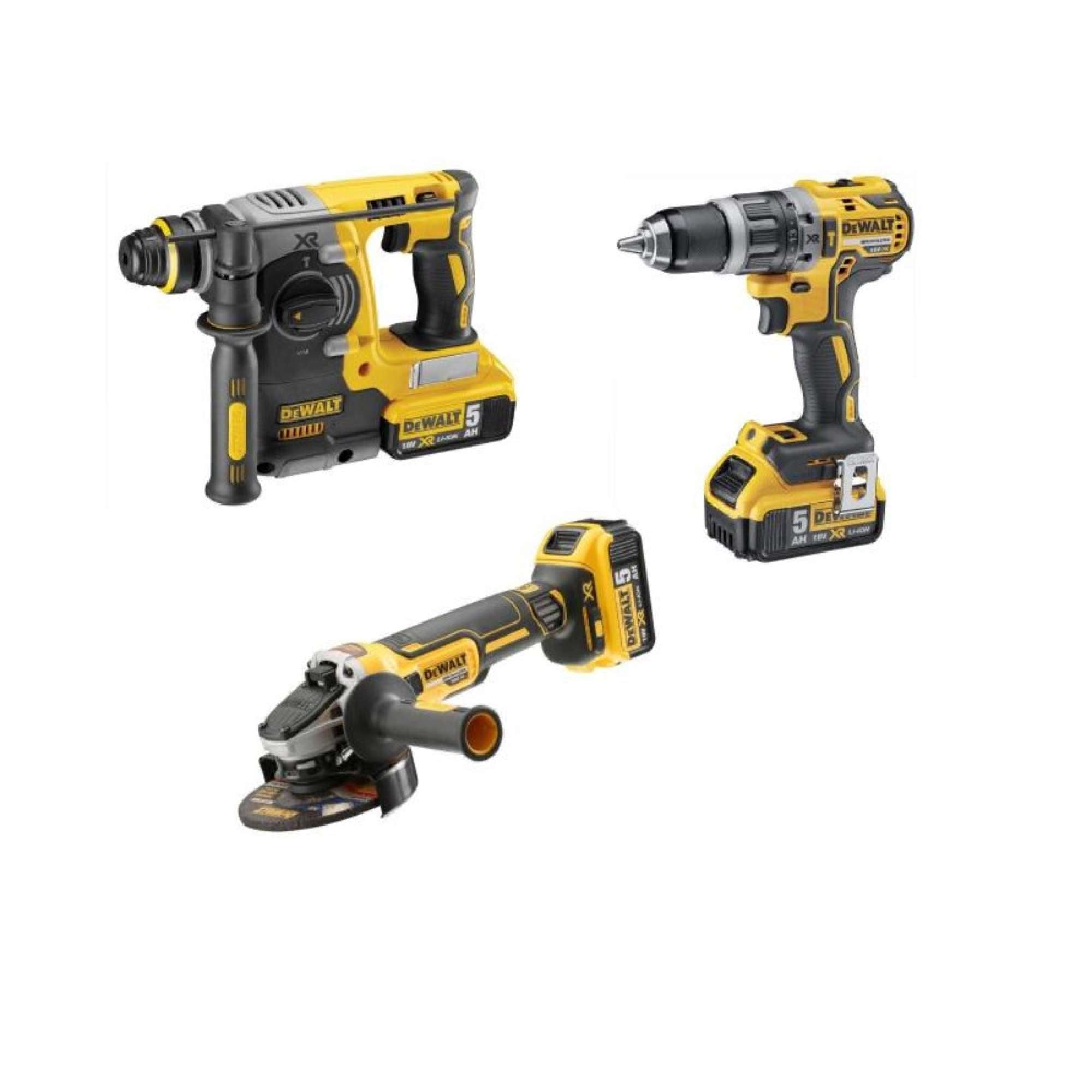 Kit 18V Tassellatore + Avvitatore percussione + Smerigliatrice + 4x5.0Ah - Dewalt