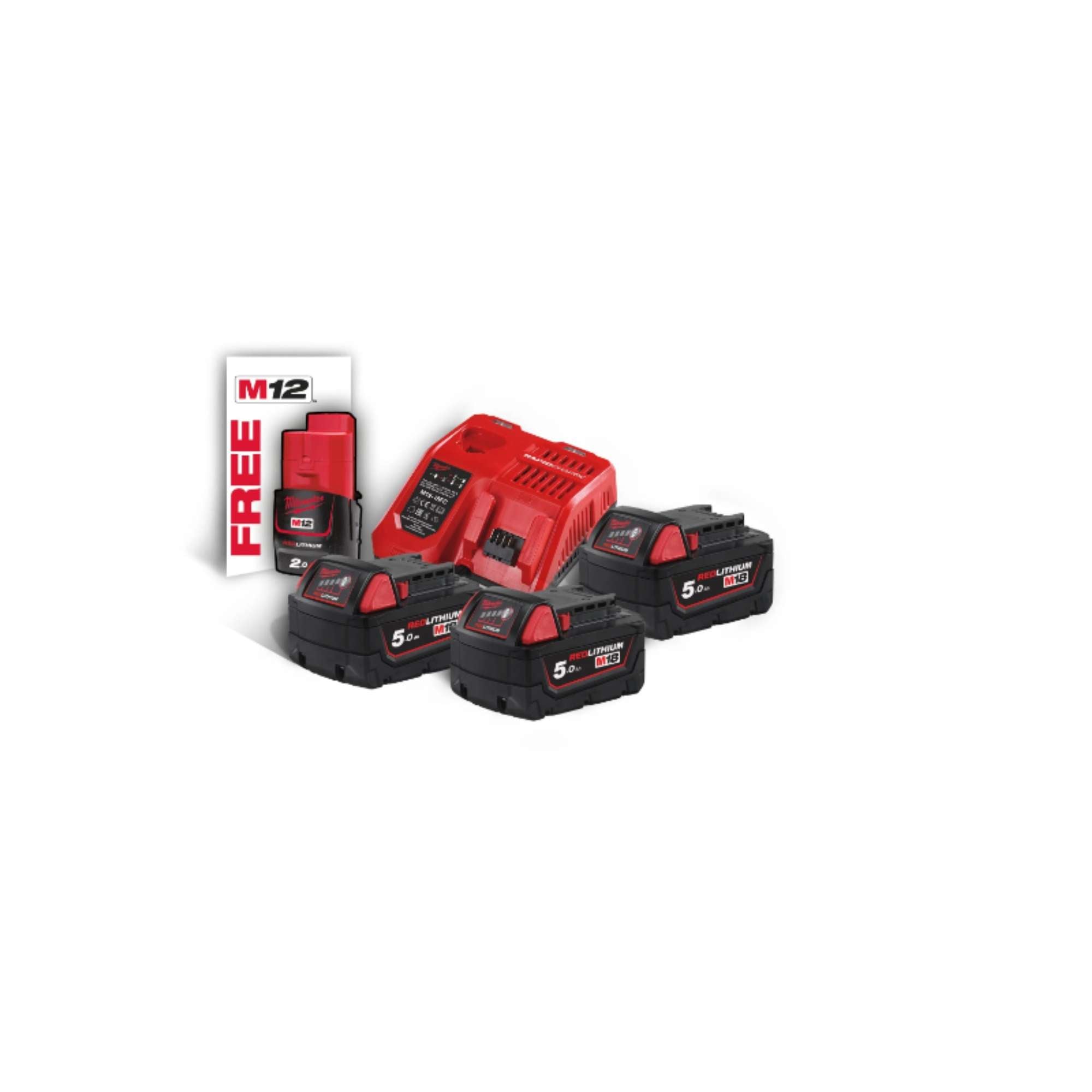 Tre Batterie 18V 5Ah+Caricabatterie - Milwaukee 4933451423