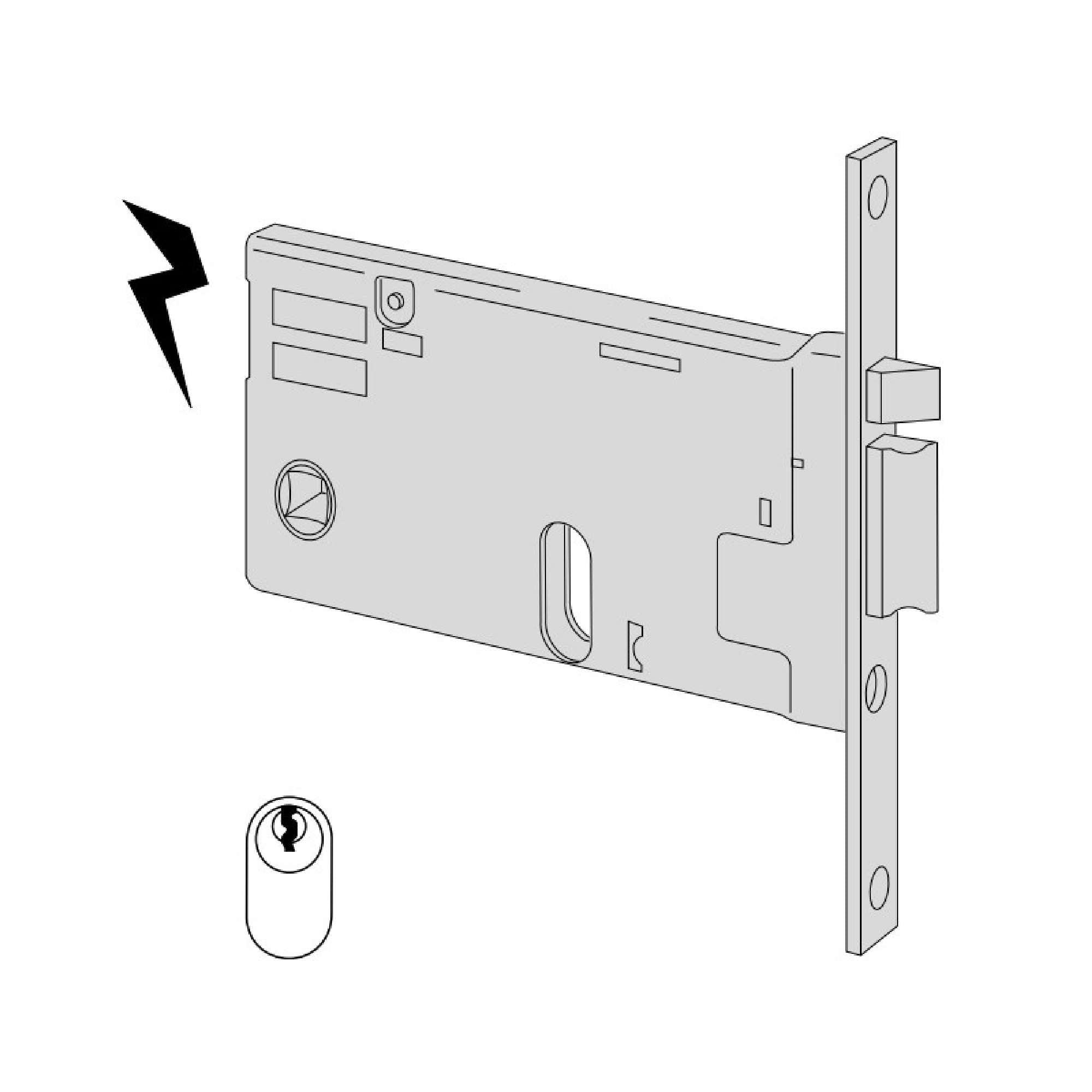 Serratura da infilare a cilindro per fasce F16 E80 - CISA 14450.80.0