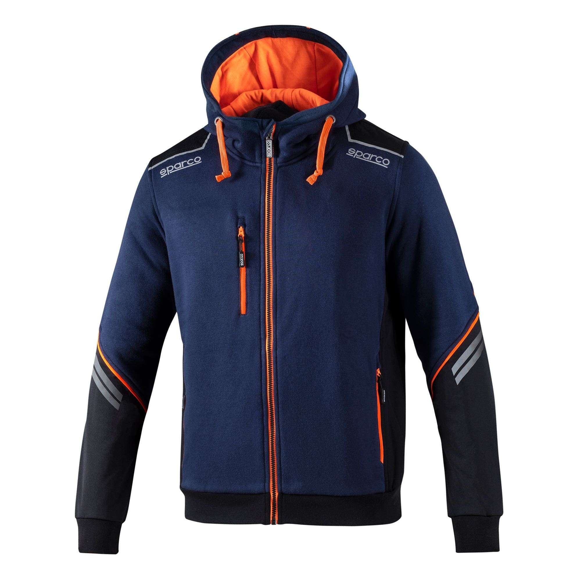 Sparco Hooded Full Zip Colorado blu navy/arancio fluo