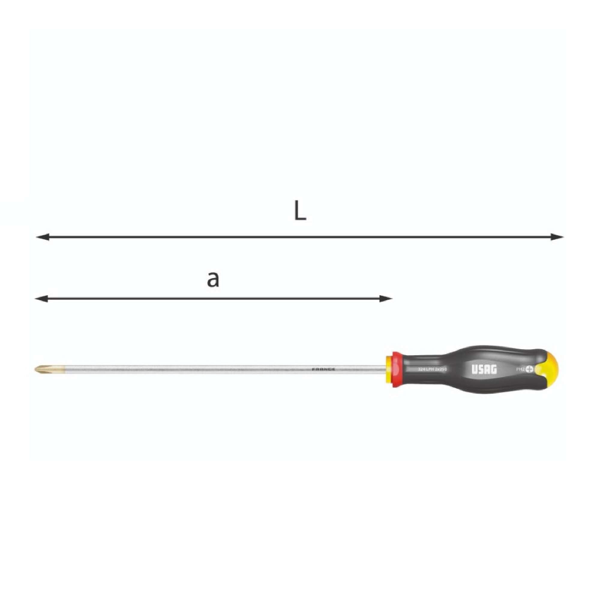 Giraviti per viti con impronta a croce Phillips con lama lunga 2x250mm - Usag 324 LPH U03240451