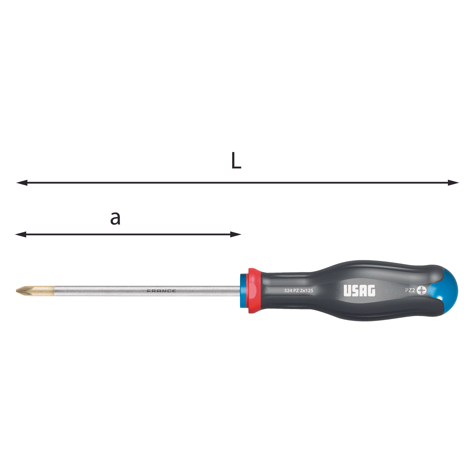 Giravite per viti L. 184mm Pozidriv 1x75 M2 - Usag 324 PZ