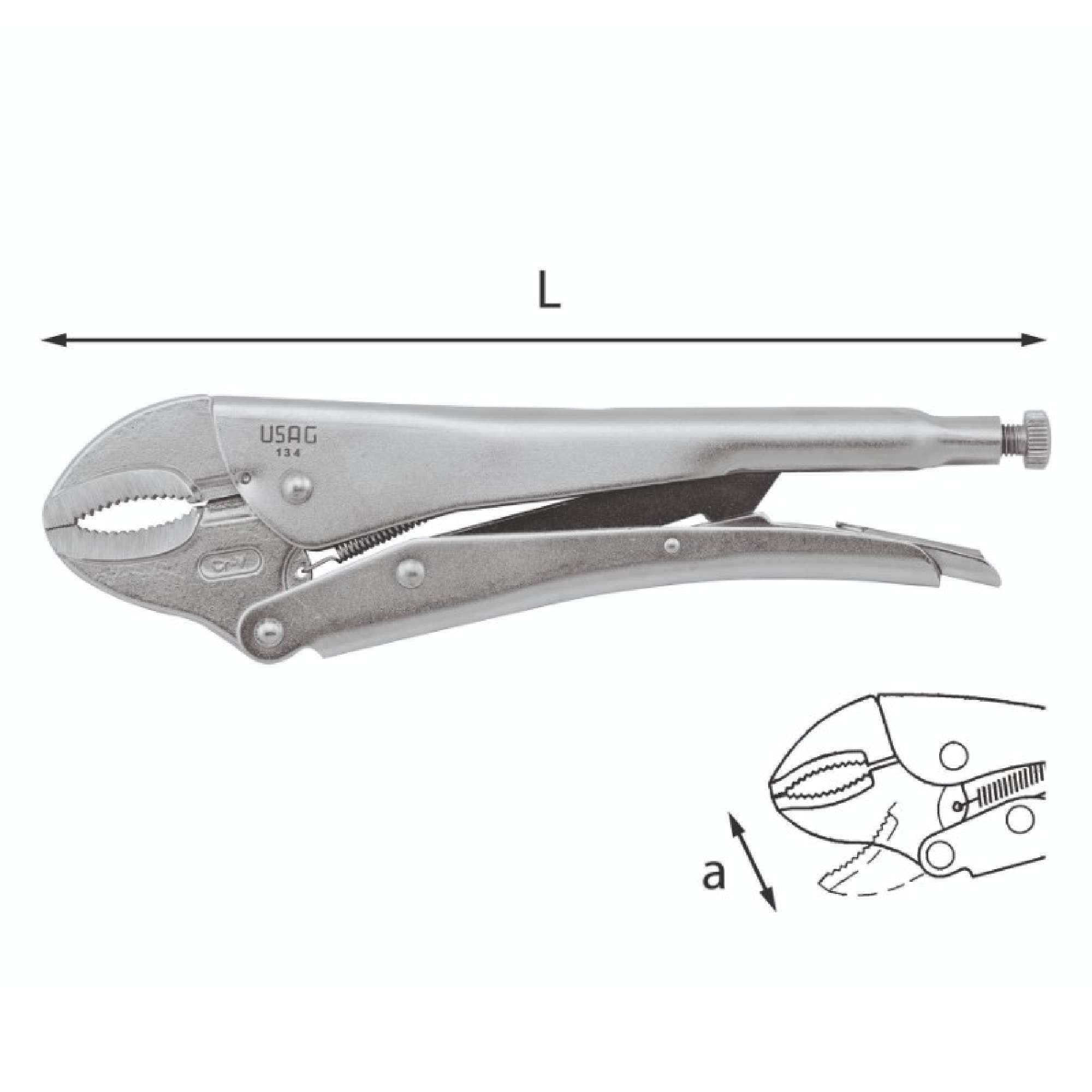 Pinza regolabile autobloccante con ganasce concave 250mm - Usag U01340002