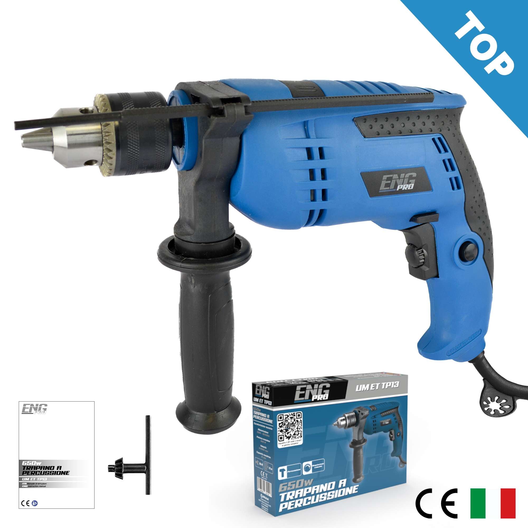 Trapano a percussione con funzione di foratura 650W 13mm - ENG PRO UM ET TP13