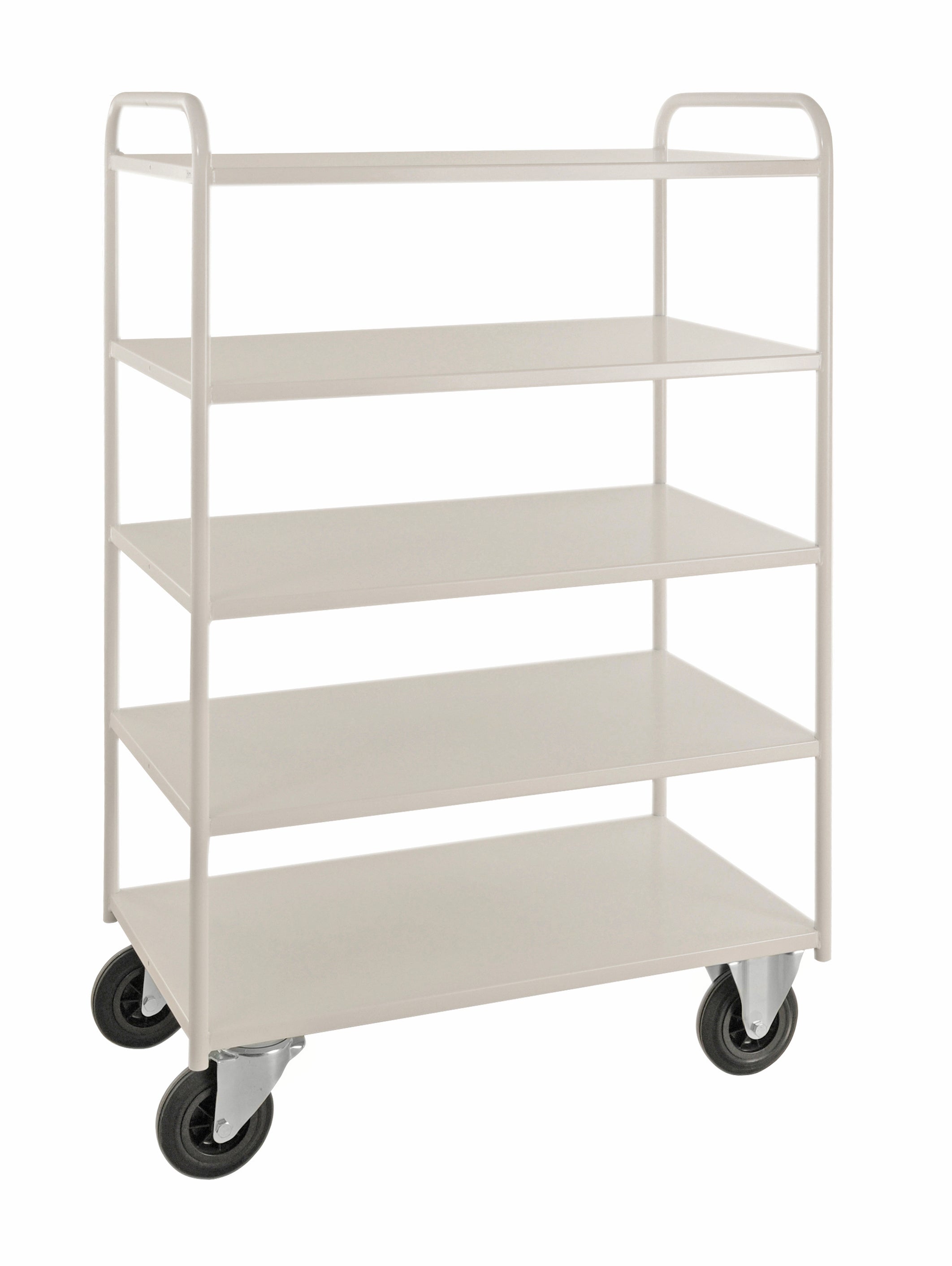 Carrello robusto in lamiera 5 ripiani Bianco con freno - KM4145 Kongamek