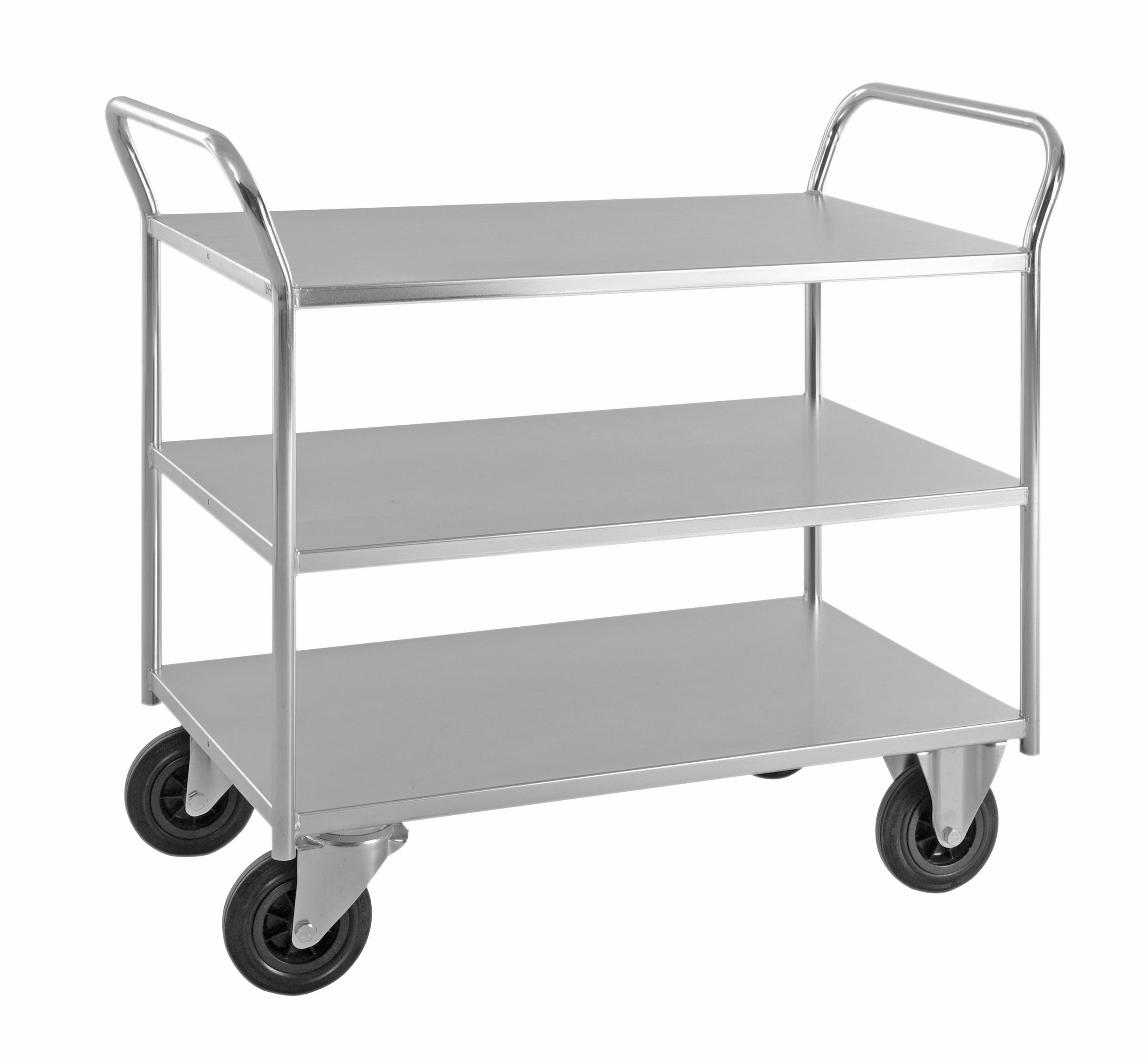 Carrello robusto lamiera 3 ripiani Elettro galvaniz. freno - KM4176-EB Kongamek