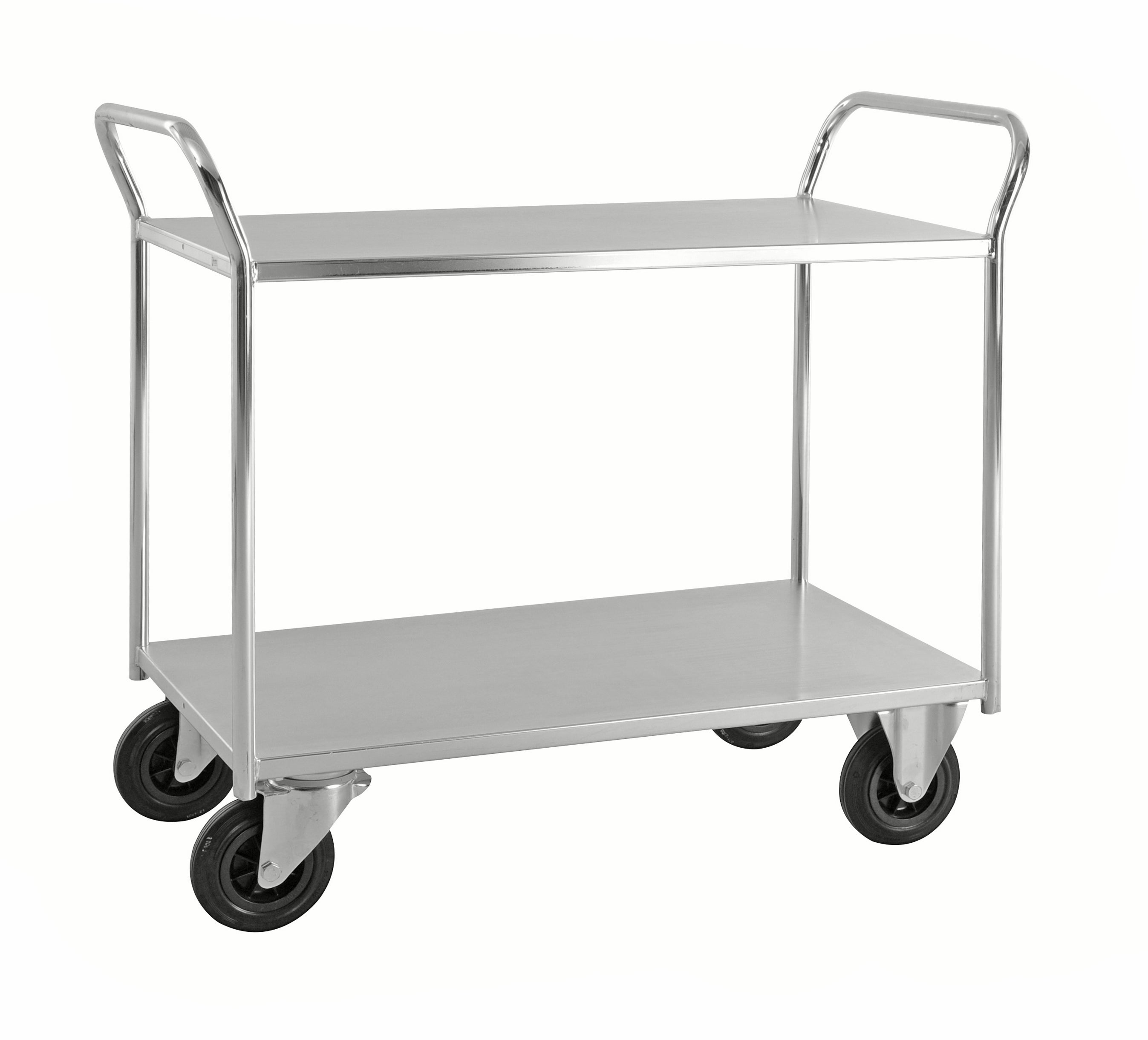 Carrello robusto lamiera 2 ripiani Elettro galvaniz. freno - KM4168-EB Kongamek