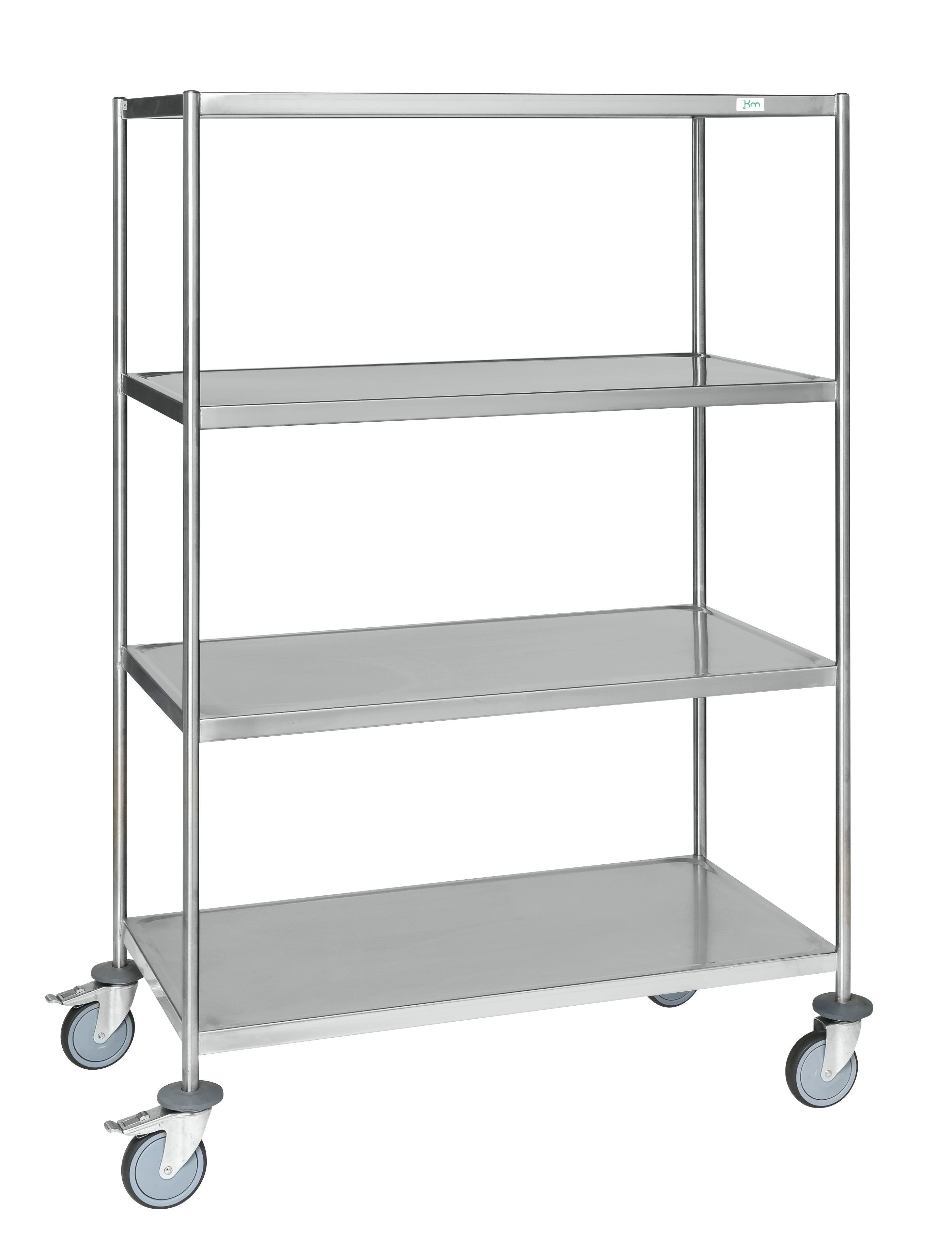 Carrello in acciaio inox 4 ripiani con freno 1075x575x1650 Kongamek KM60356MRU