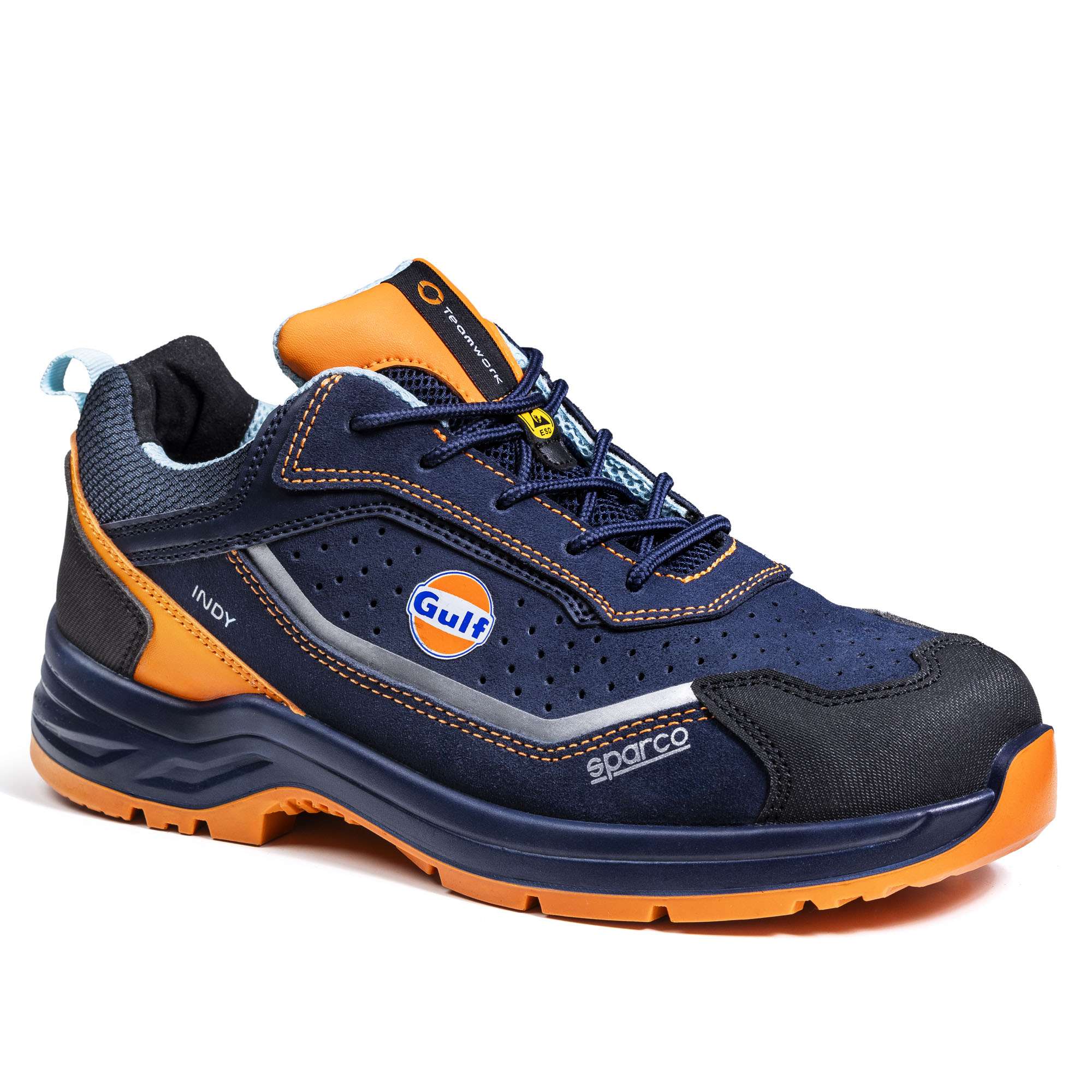 Sparco Scarpe antinfortunistiche Indy Meteor Gulf S1Ps ESD FO blu navy/arancio
