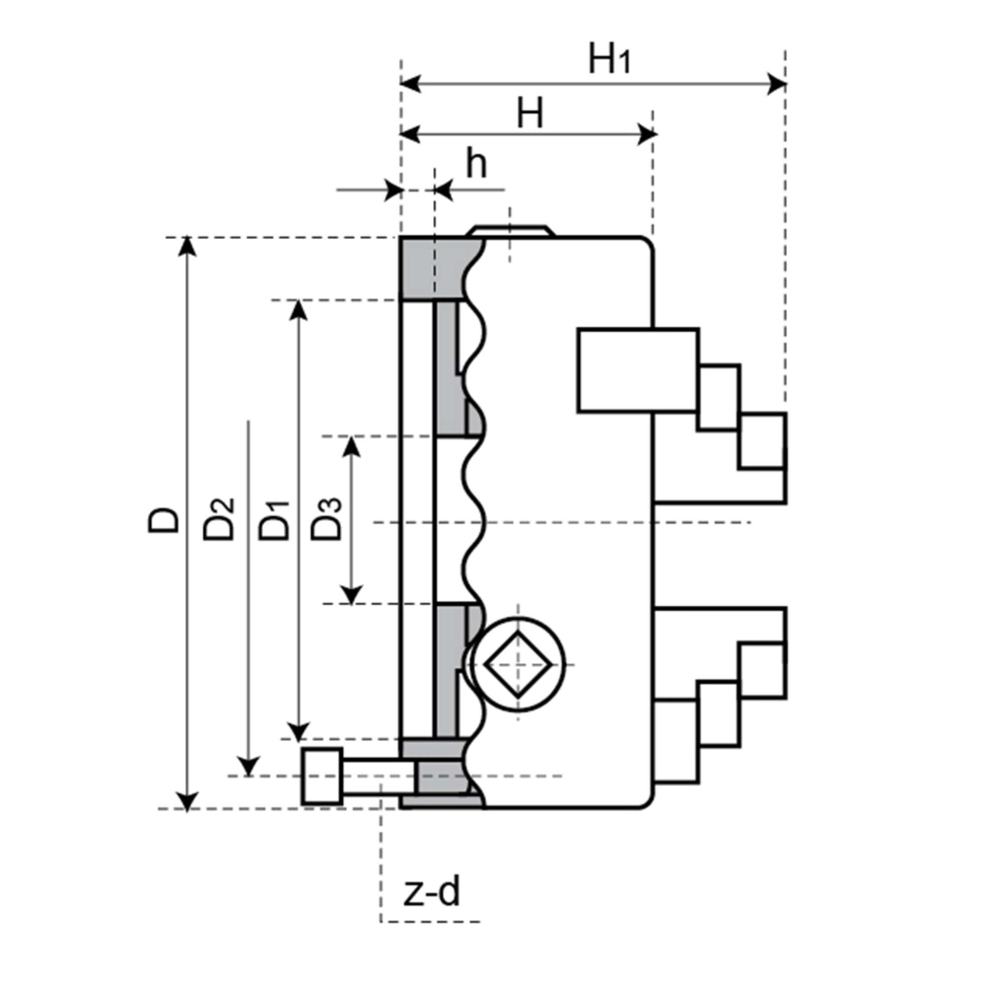 Mandrino autocentrante di precisione per tornio 4+4 griffe  100 mm - MA AC M410