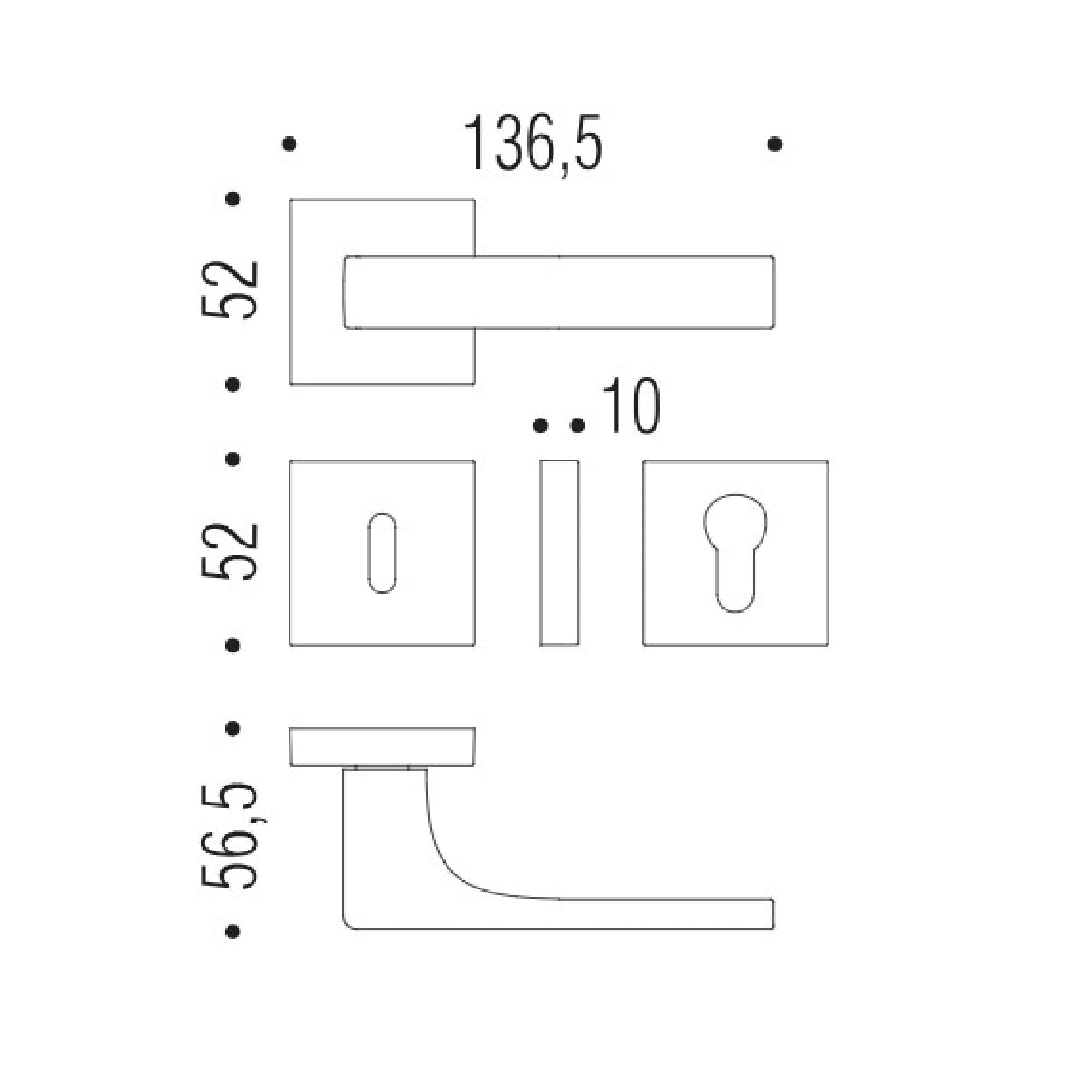 Maniglia martellina Robocinques 52x52mm - Colombo Design ID71R