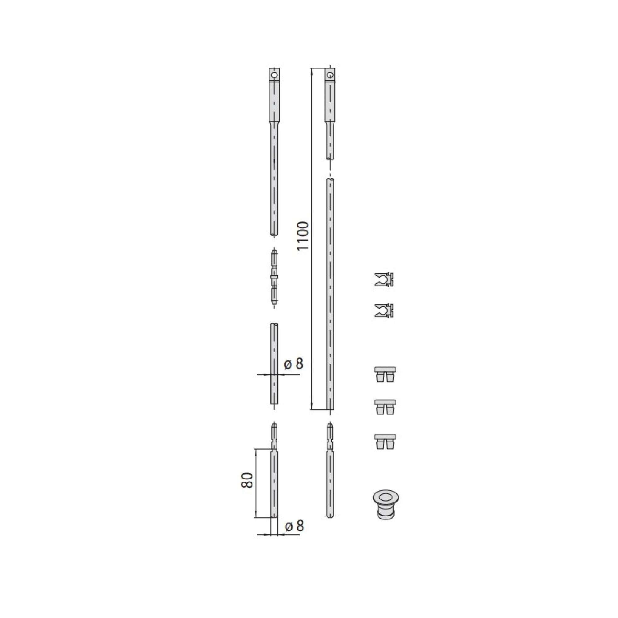 Prolunghe aste interne diritte con rivestimento in zinco - CISA 06441.10.0