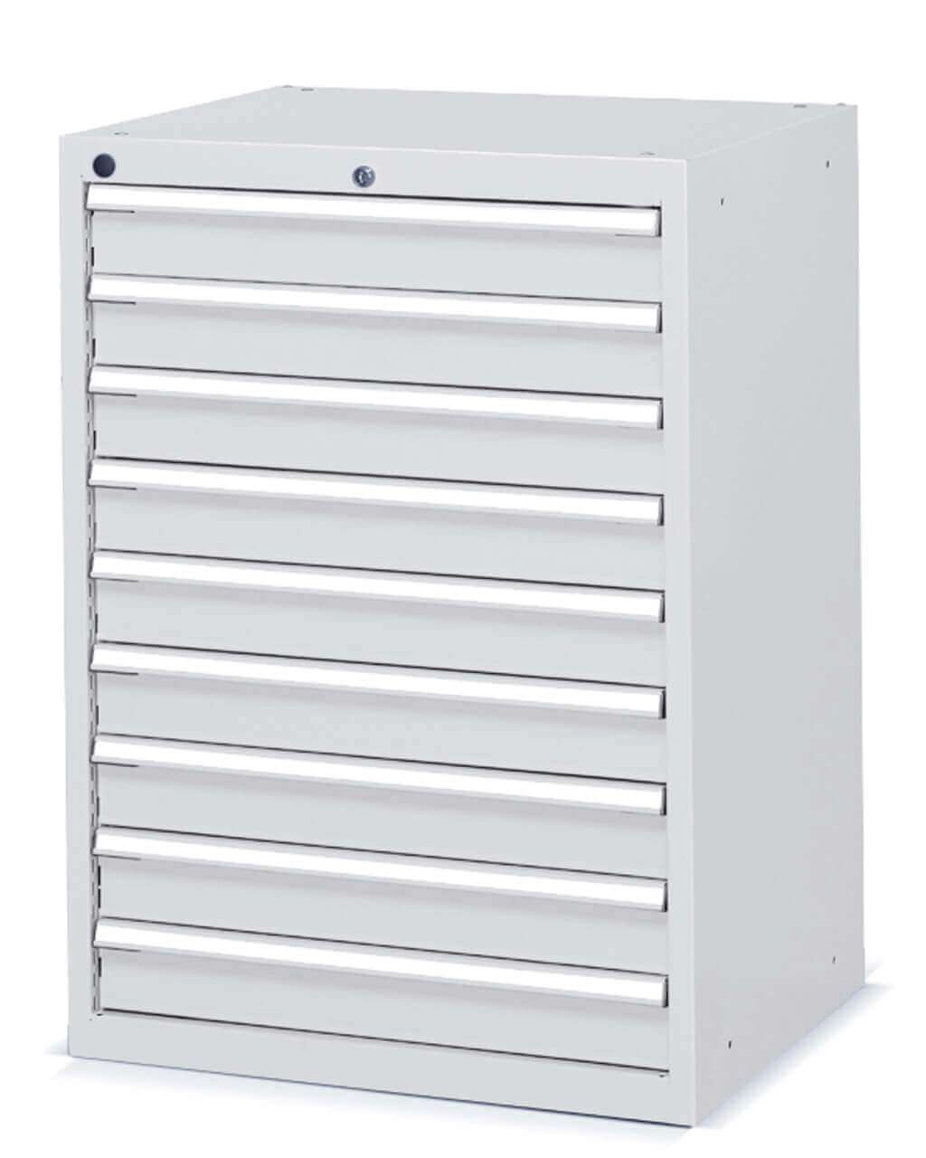 Armadio con 9 cassetti per officina industriale 717 X 726 X 1000 H - ESTRAZIONE SEMPLICE PARZIALE - FAMI FAG20401008 - Grigio