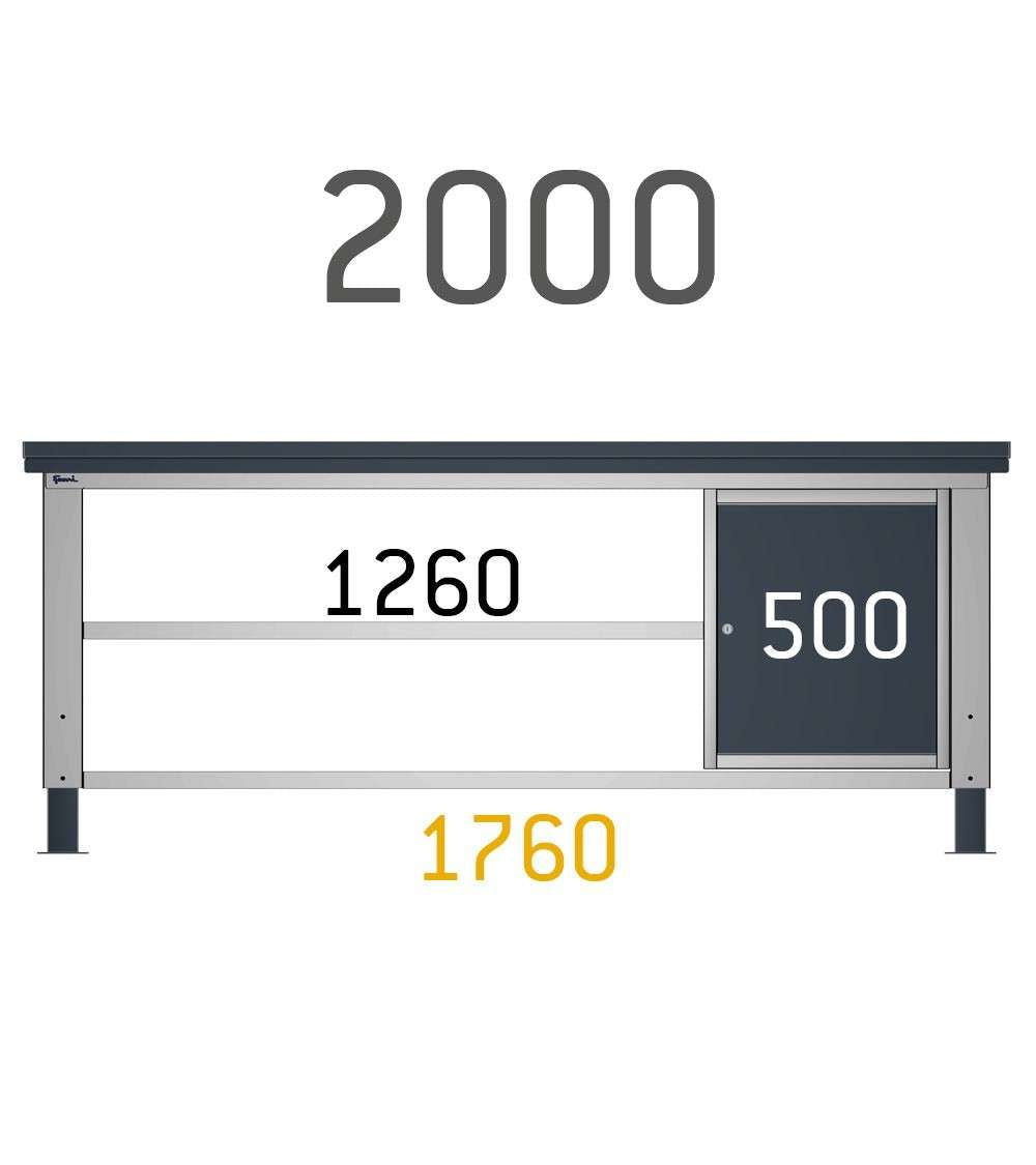 Cassettiera per banco da lavoro 500 X 607 X 570 H - con un cassetto e una porta, portata 25 KG - FAMI FBG03S50C000404 - Blu