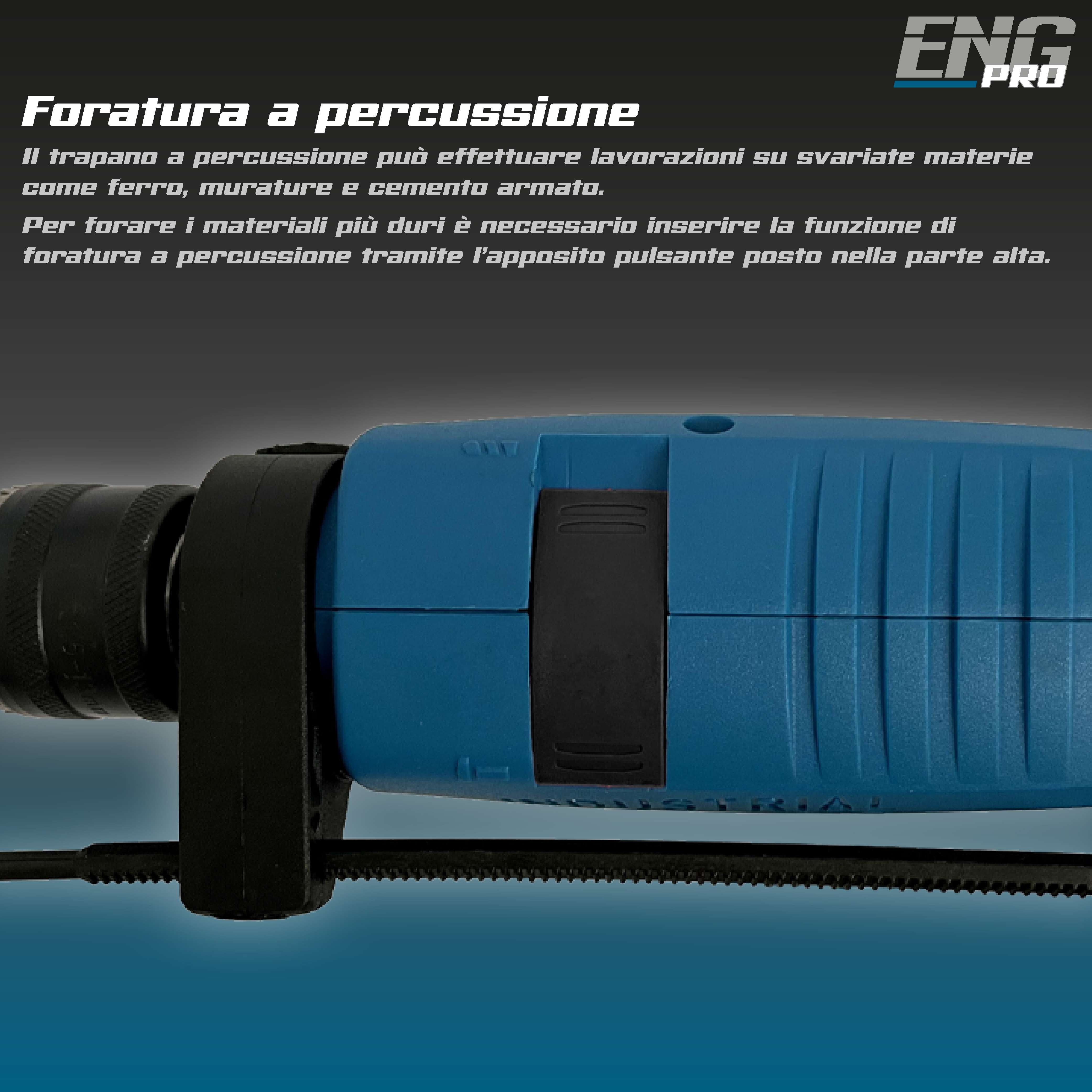 Trapano a percussione con funzione di foratura 650W 13mm - ENG PRO UM ET TP13