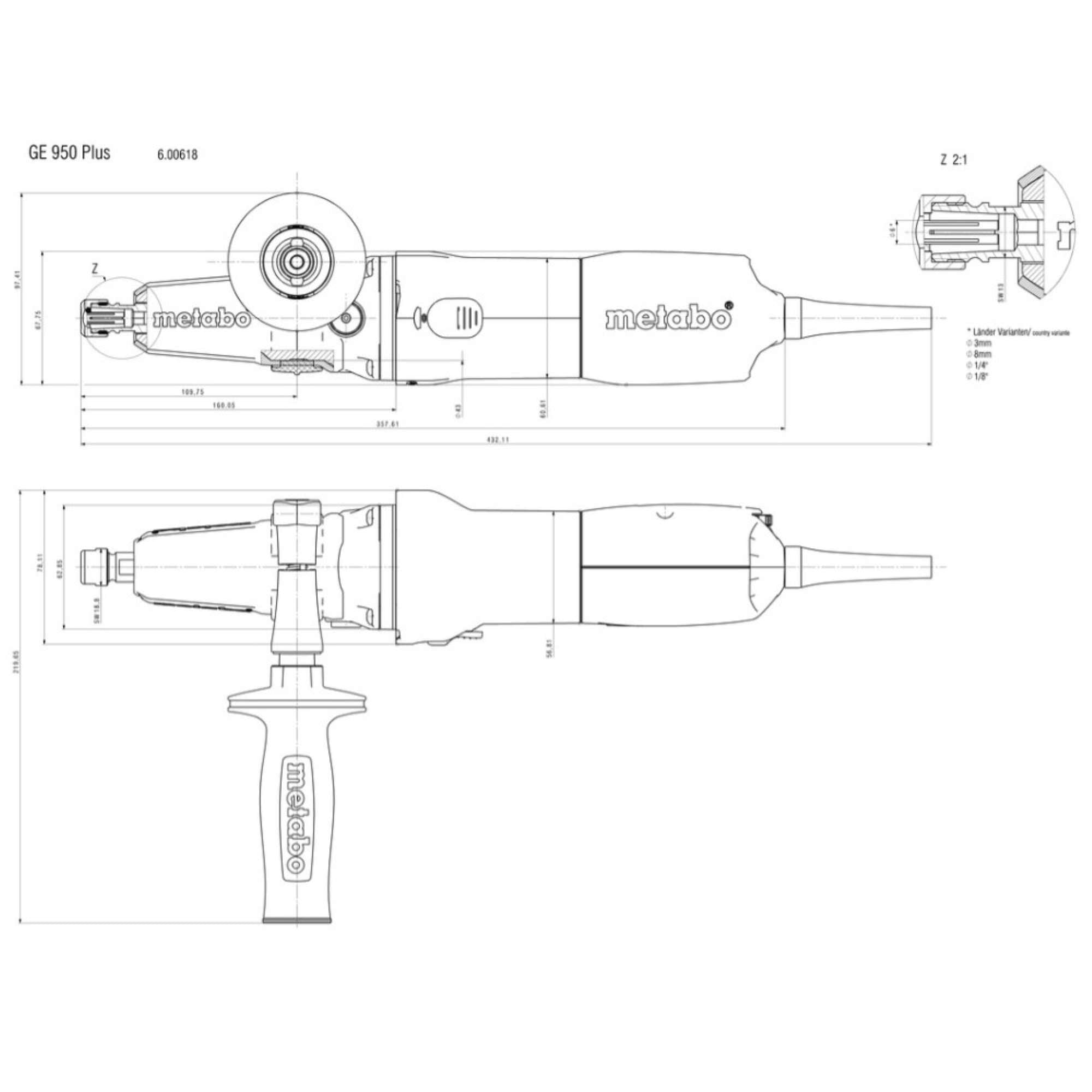 Smerigliatrice diritta 950W GE950G Plus - Metabo 6.00618