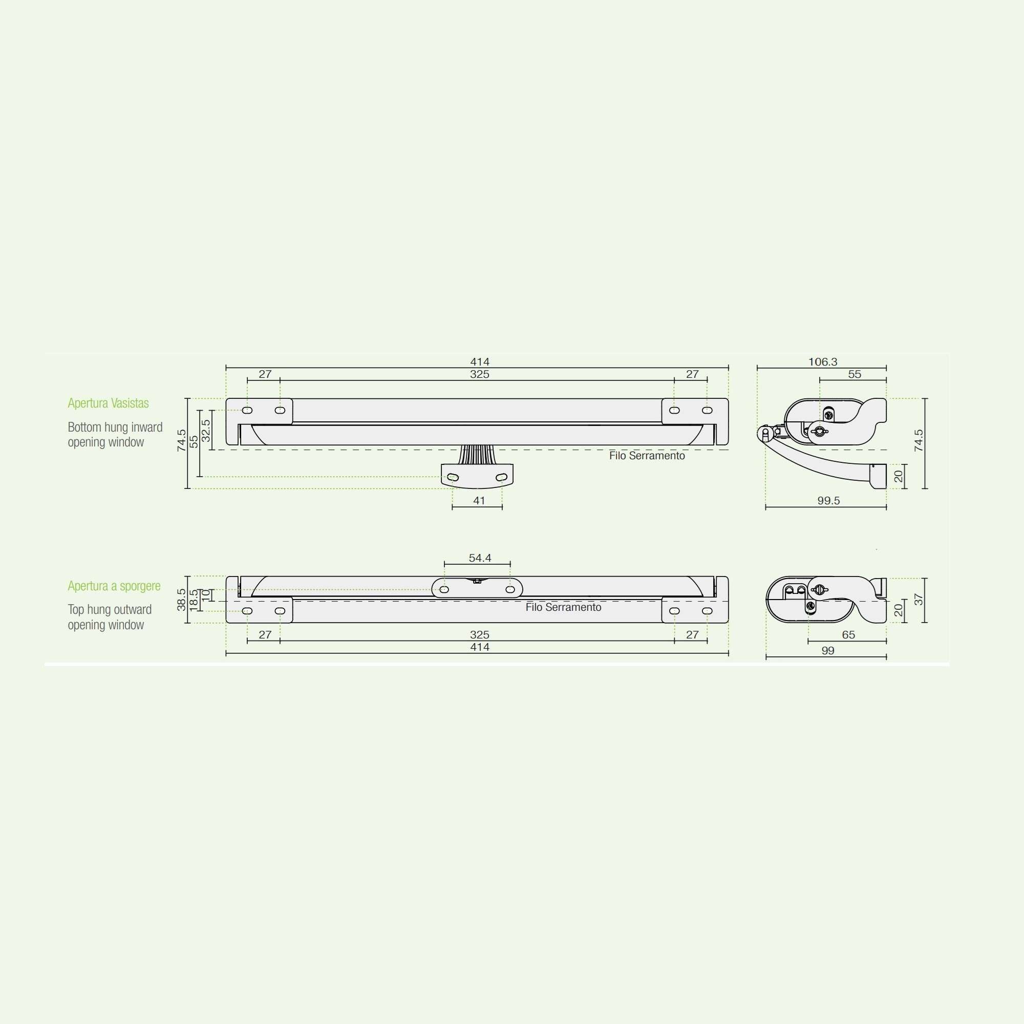 Attuatore elettrico a catena L35 per apertura e chiusura finestre 230V - Comunello ML35S240H0B00