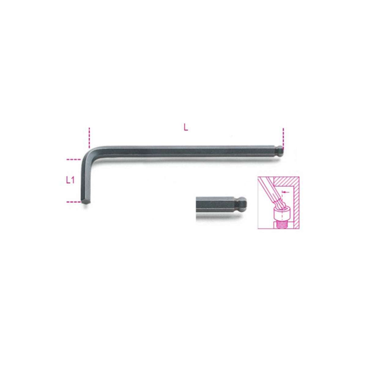 Serie di 9 Chiavi maschio esagonale piegate con estremità sferica Beta 96BP/SC9