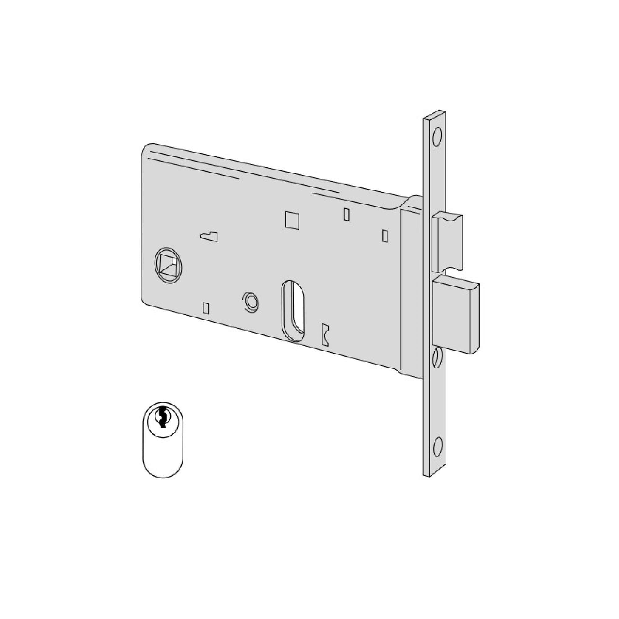 Serratura da infilare a cilindro F20 E80 per fasce - CISA 44461.80.0.00CC