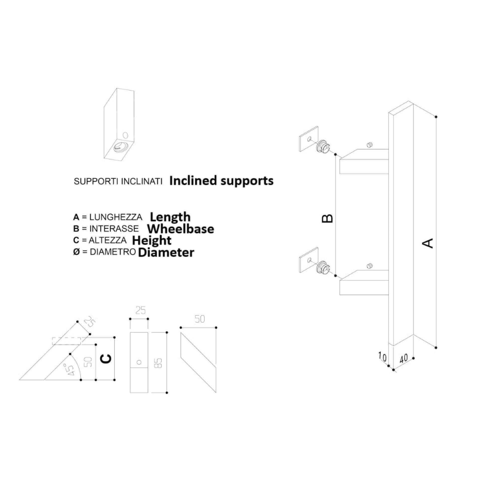 Maniglione Oregon inclinato F60 AISI 304 satinato - FIMET MANIGLIE 841Z.600.400.60