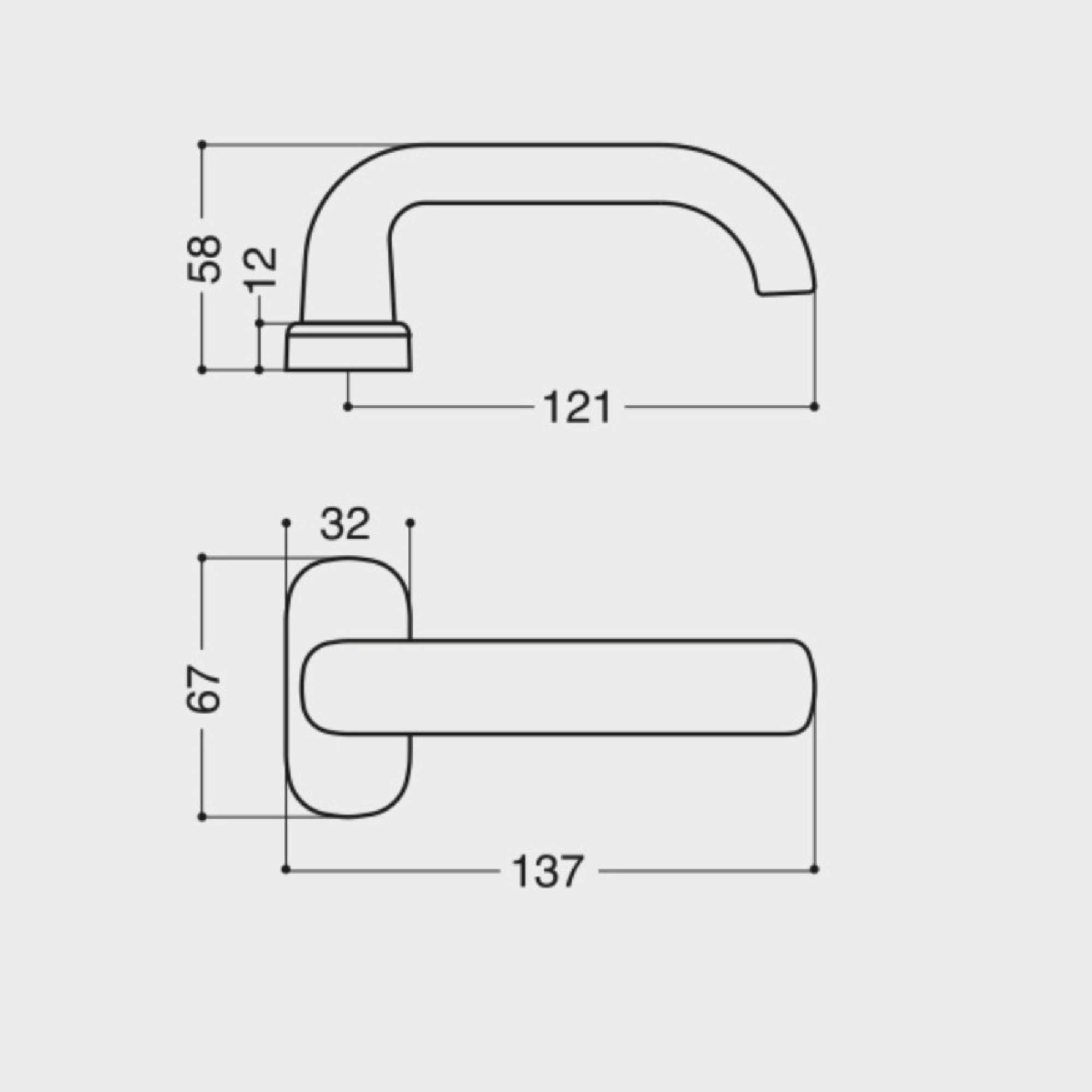 Maniglia Tata doppia in Nylon con molla di ritorno Ral 1013 Bianca - Esinplast 2751.003