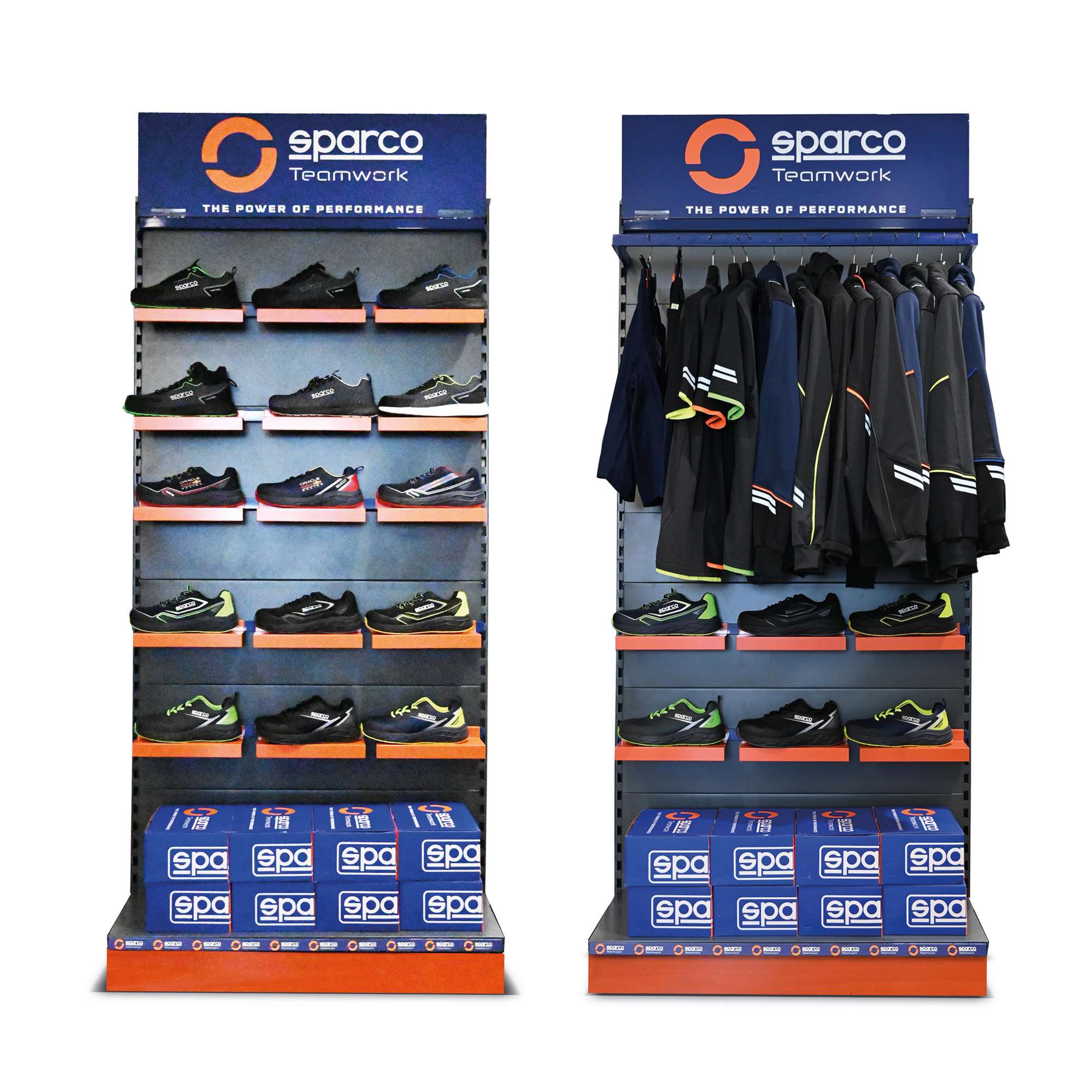 Sparco Espositore Parete 100X56X212 Cm nero/Af Scarpe/Abbigliamento black/fluo/orange  scarpe antinfortunistiche da lavoro