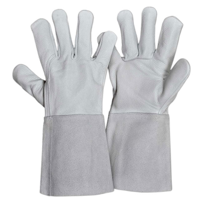 Guanto in pelle fiore con manichetta in crosta