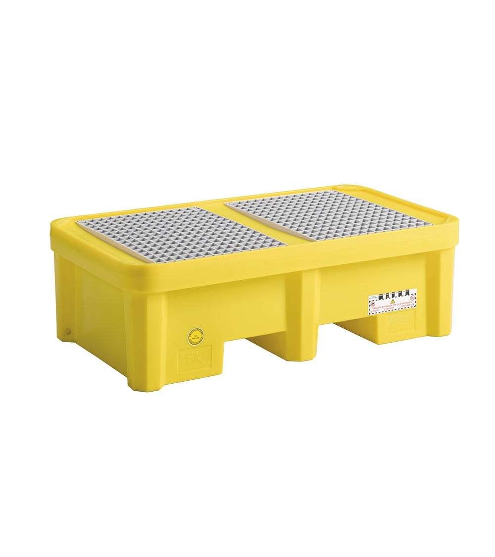 Vasca di contenimento con griglia 1350 X 800 X 420 H - in polietilene DA 305 L - FAMI FAX002065000005 - Giallo