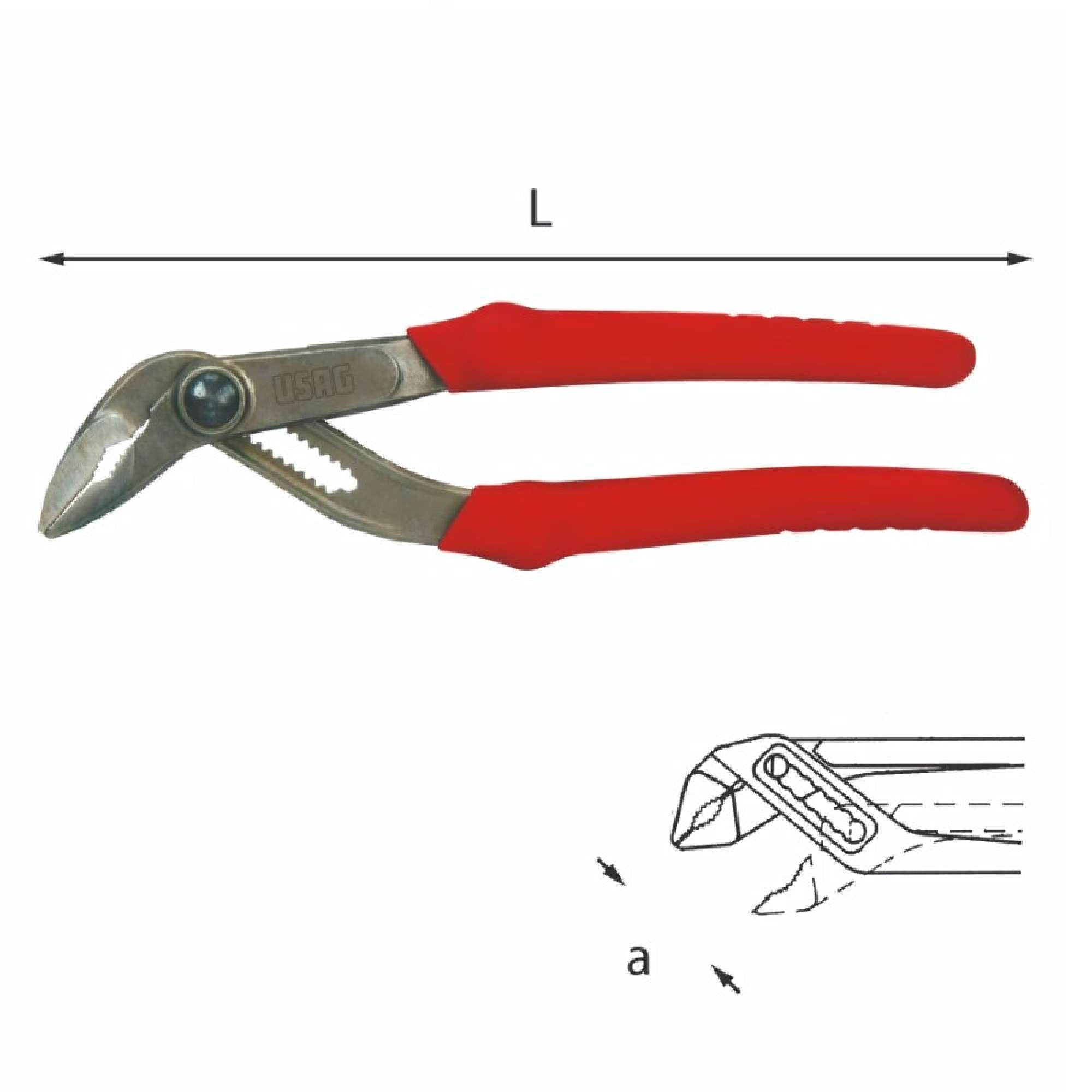 Pinza regolabile semiautomatica a becchi allungati 250mm - Usag 180 BL U01800035