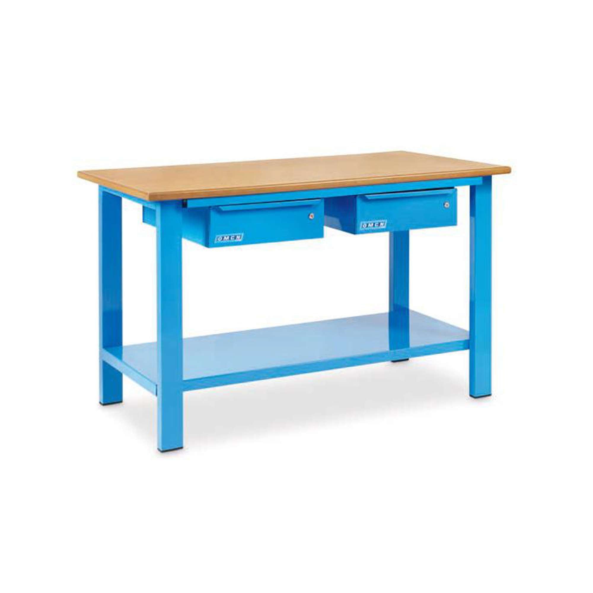 Banco da lavoro 1500x880x700mm con 2 cassetti e pianale in legno - OMCN 1002/PL