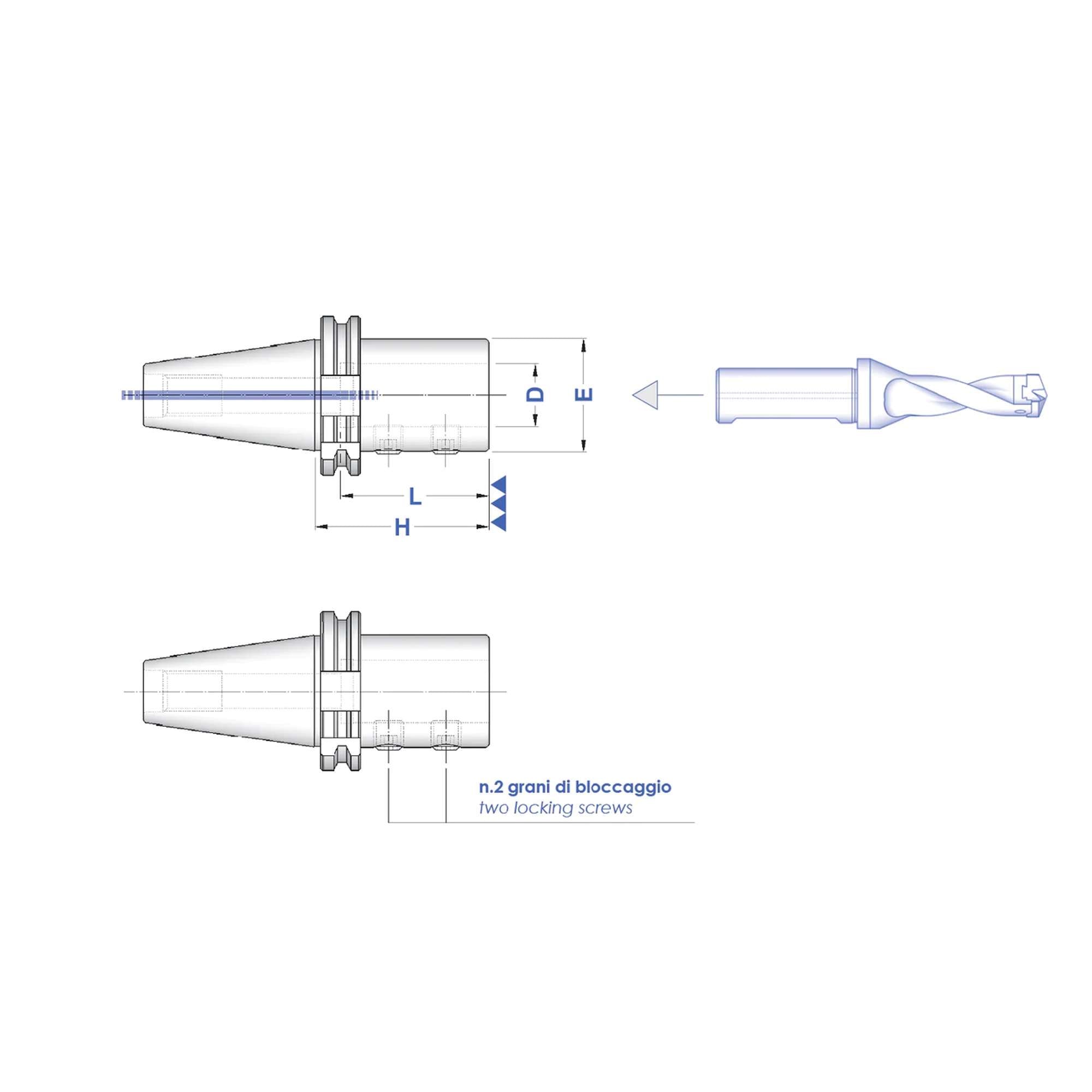 Mandrini per punte ad inserti TC 40 - D.25 P / H 70 - Gait 8679