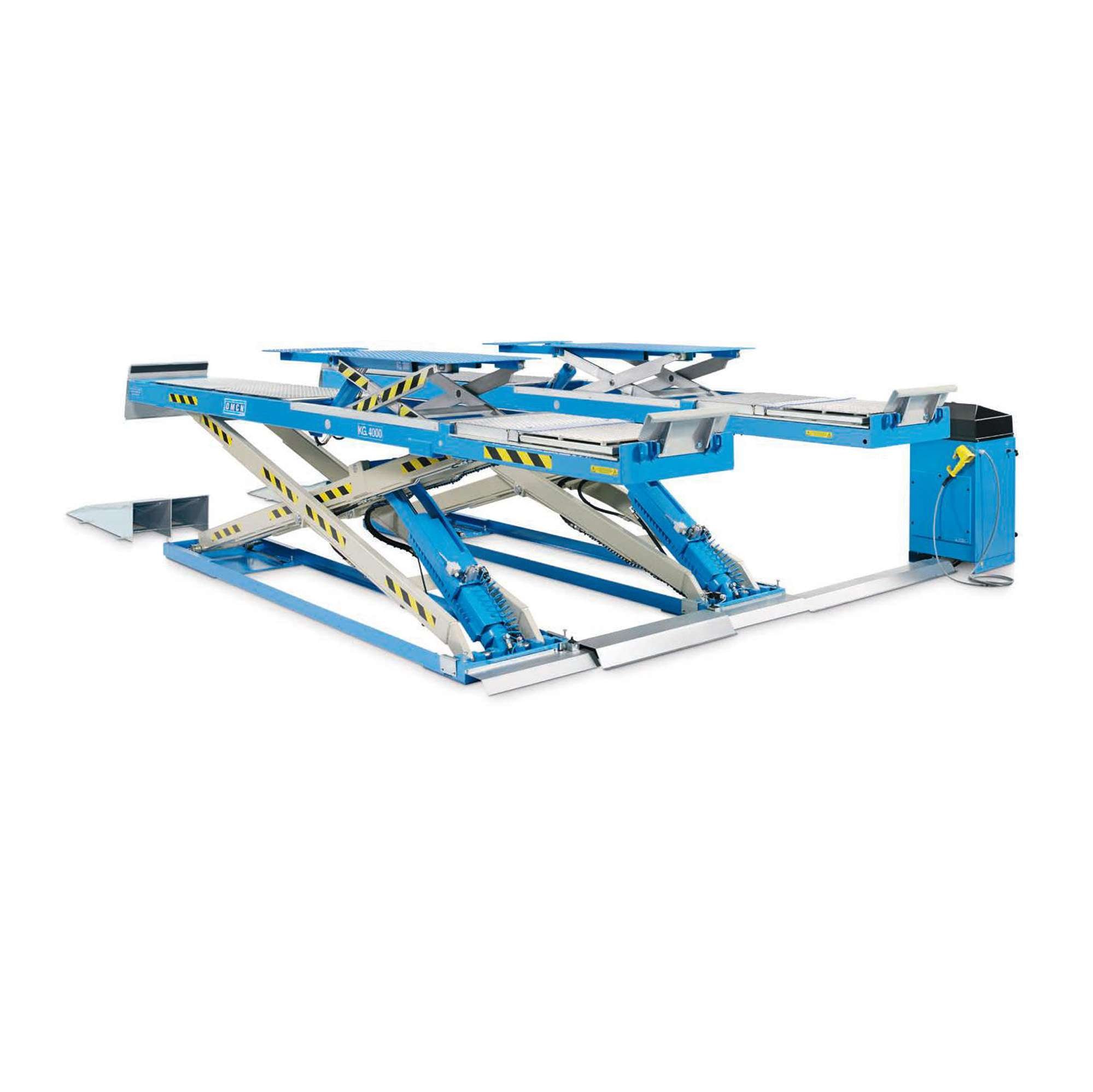 Sollevatore elettroidraulico a forbice portata 5000 kg a scomparsa con lift table con provagiochi OMCN