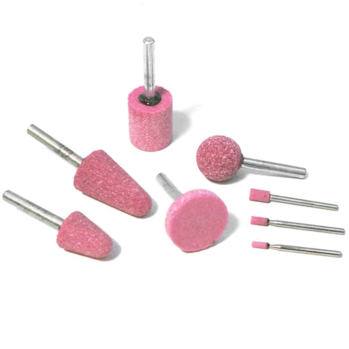 Mole cilindriche vetrificate rosa per sgrossare e smerigliare D.10x10x(3-4) 25pz